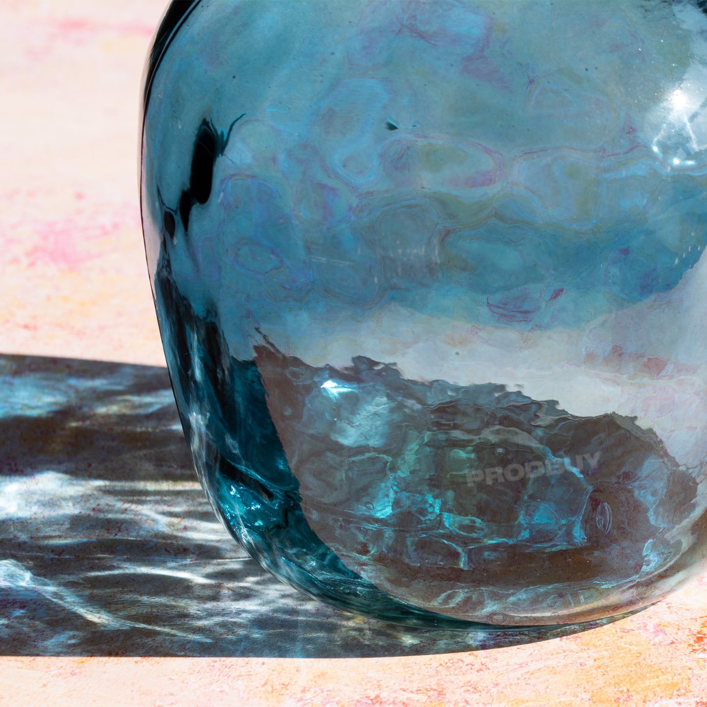 30cm Large Tall Recycled Blue Glass Vase