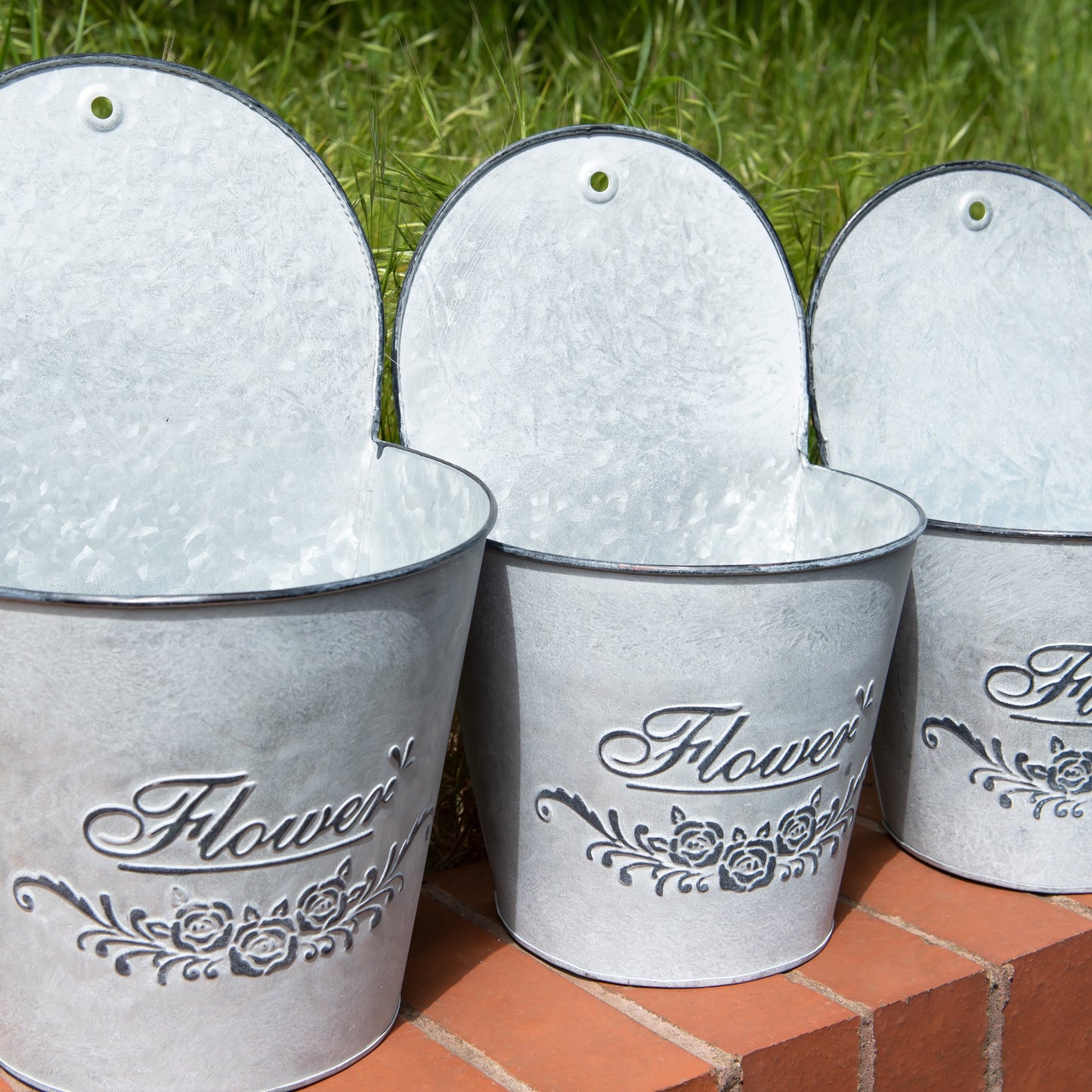 Set of 3 Vintage Metal Wall Planters