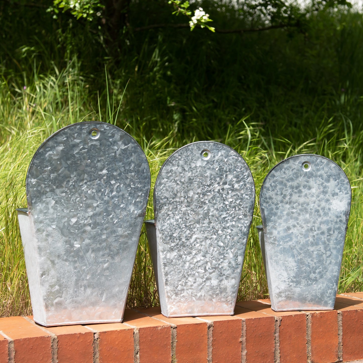Set of 3 Vintage Metal Wall Planters
