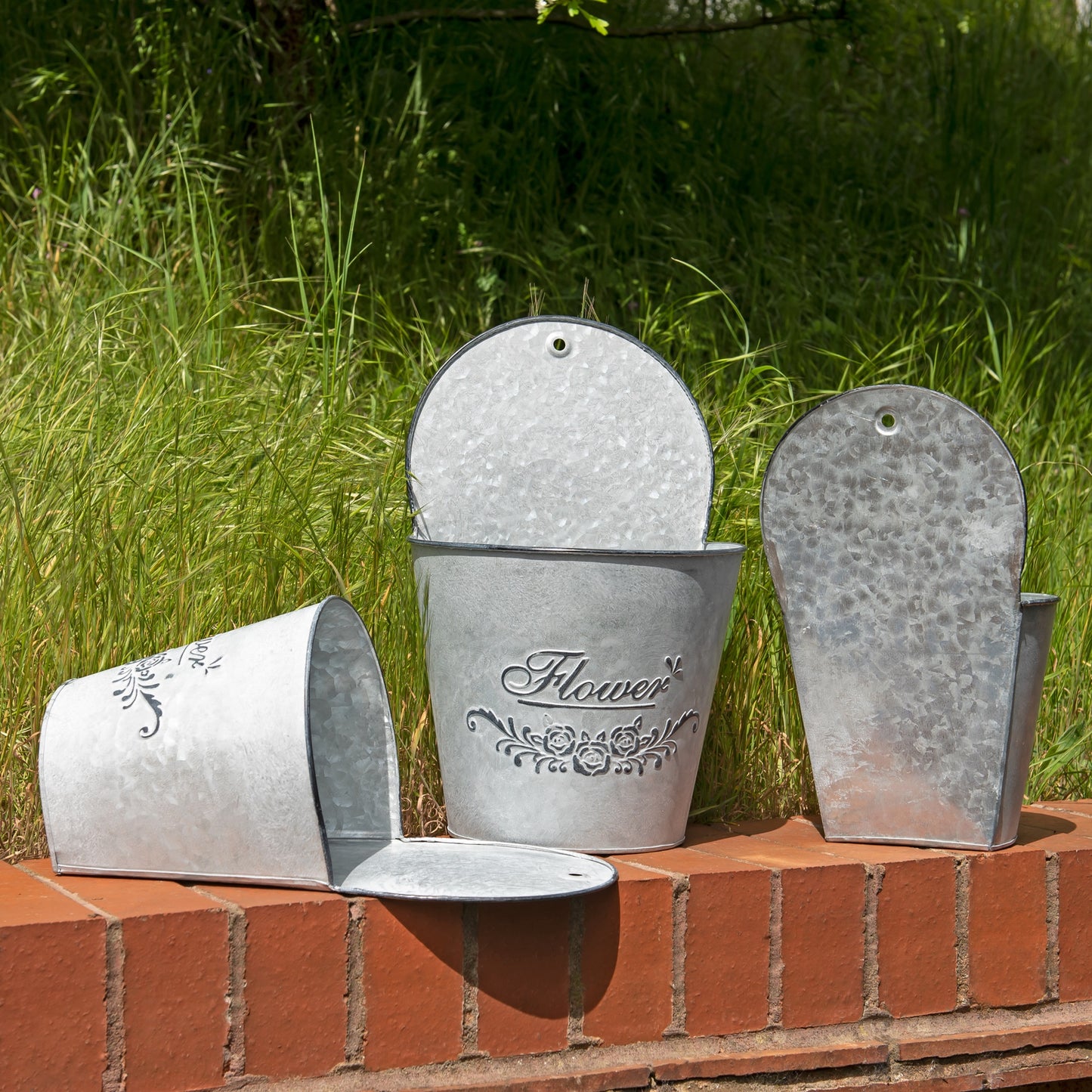 Set of 3 Vintage Metal Wall Planters