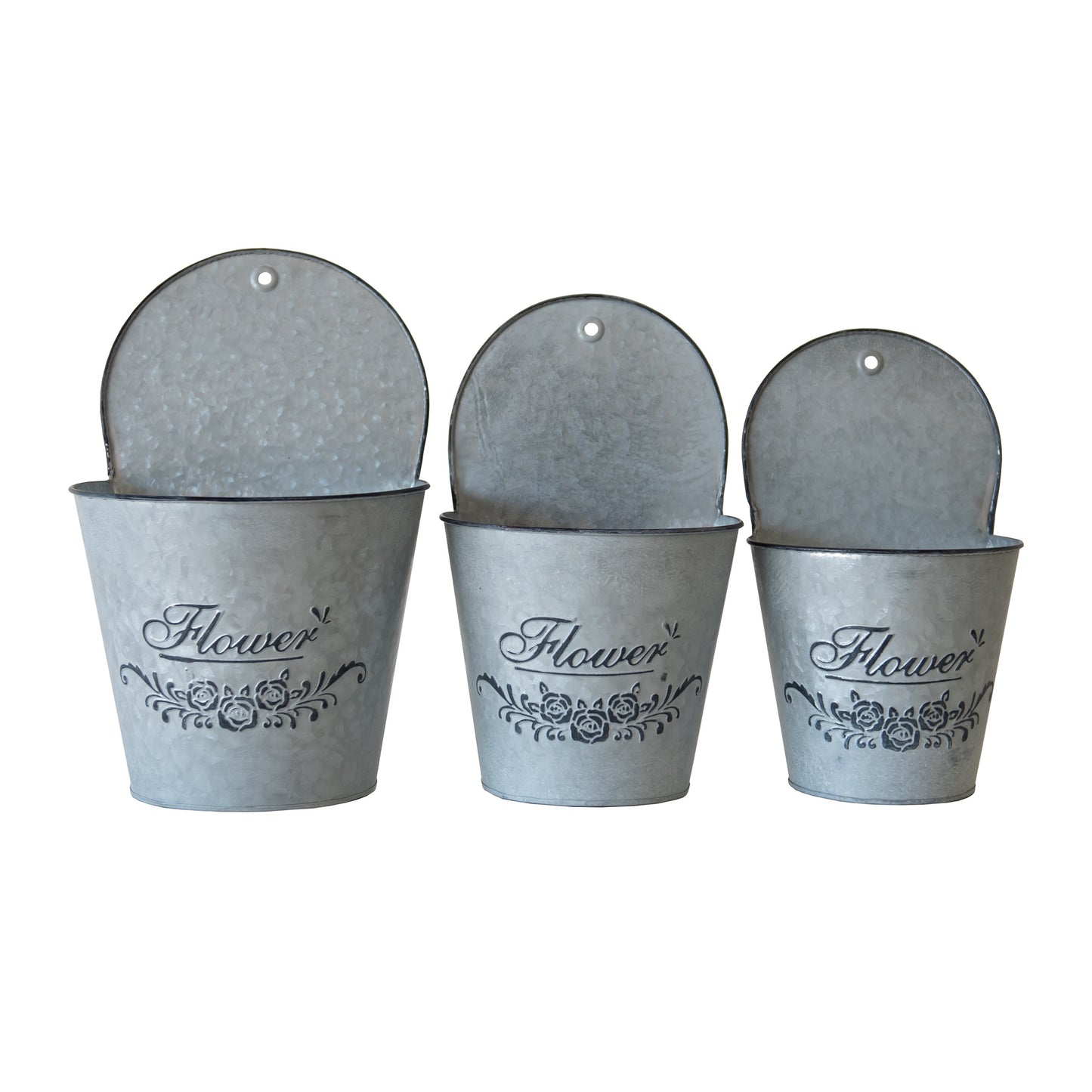 Set of 3 Vintage Metal Wall Planters
