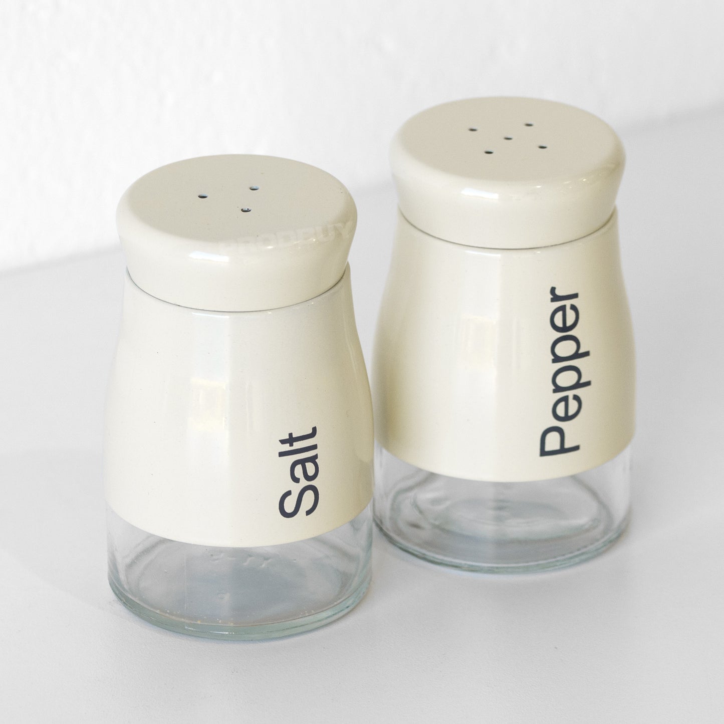 Retro Cream Glass Salt and Pepper Pot Shakers Set