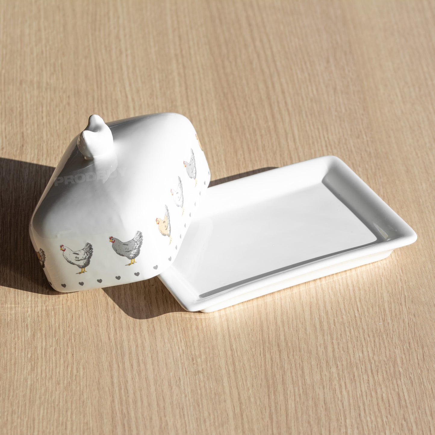 Hearts & Hens Butter Dish with Lid