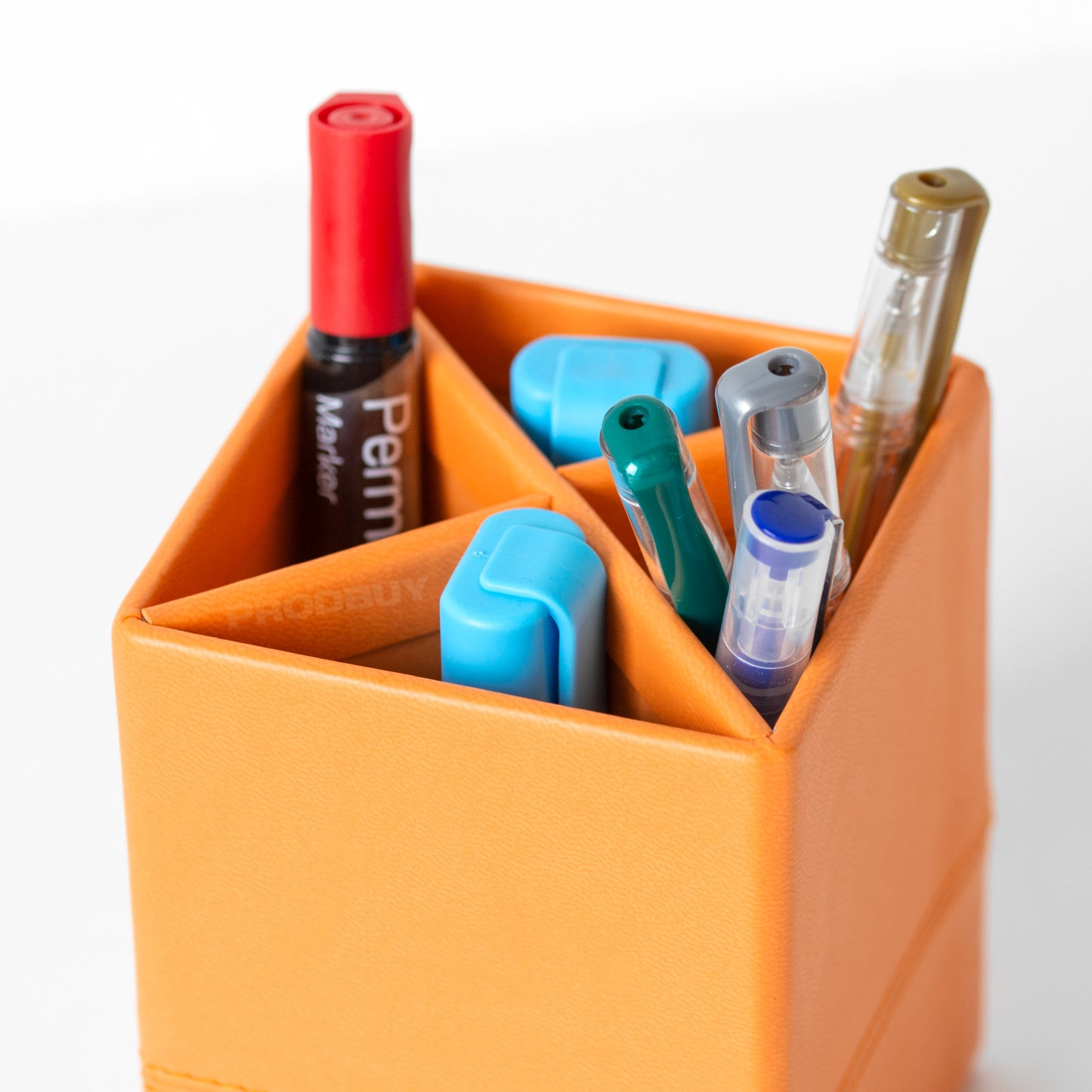 Rhodia Orange Small Faux Leather Pen Pot Desk Tidy