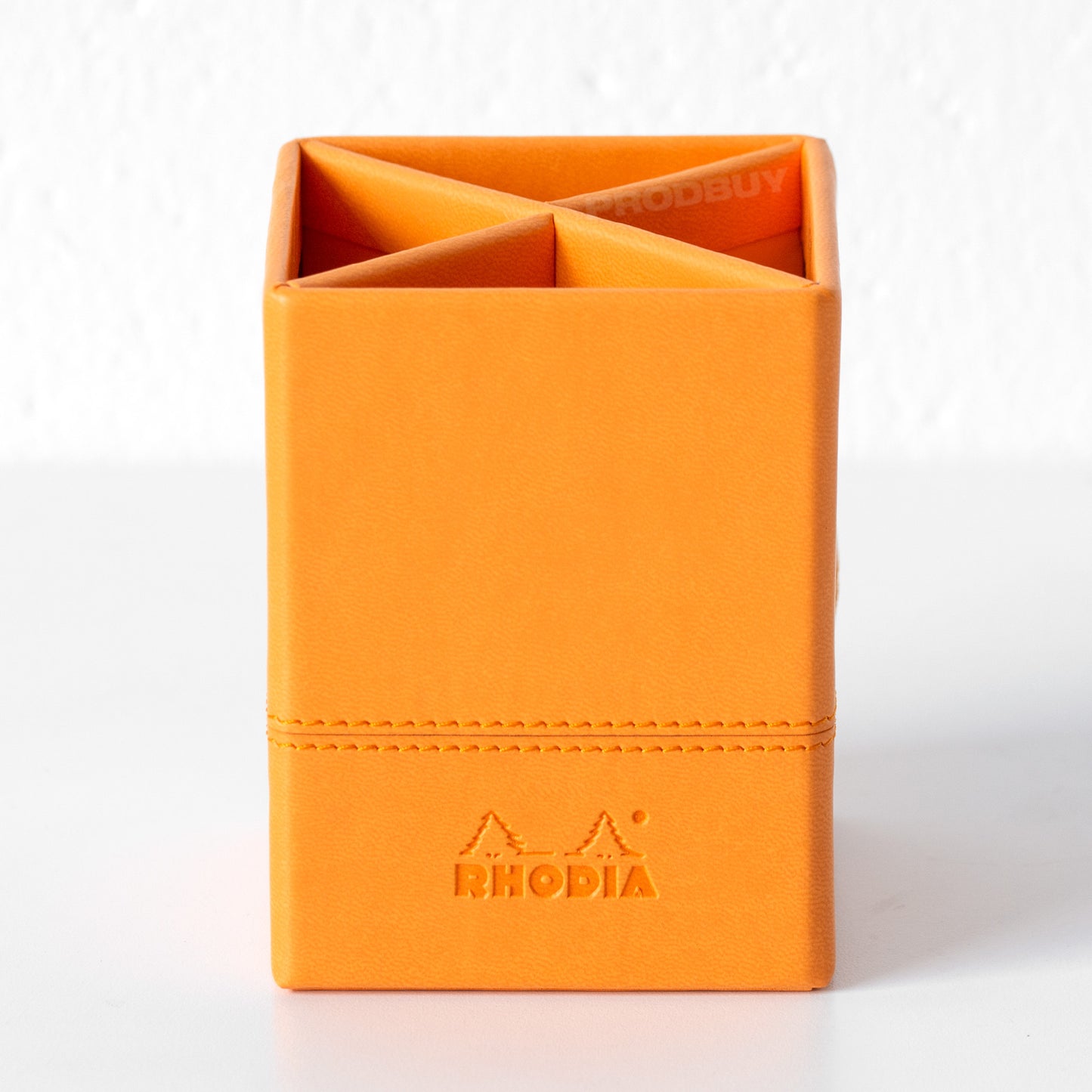 Rhodia Orange Small Faux Leather Pen Pot Desk Tidy