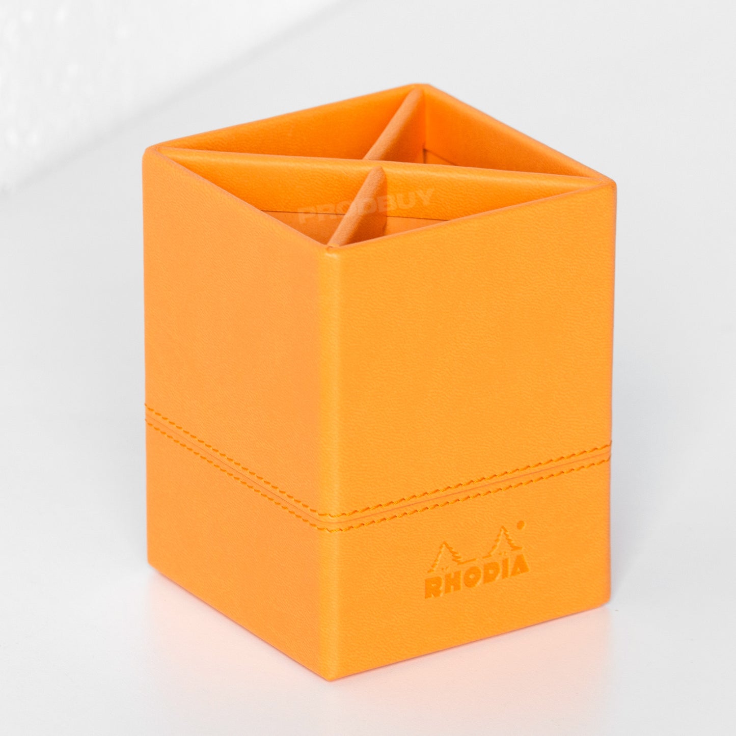 Rhodia Orange Small Faux Leather Pen Pot Desk Tidy