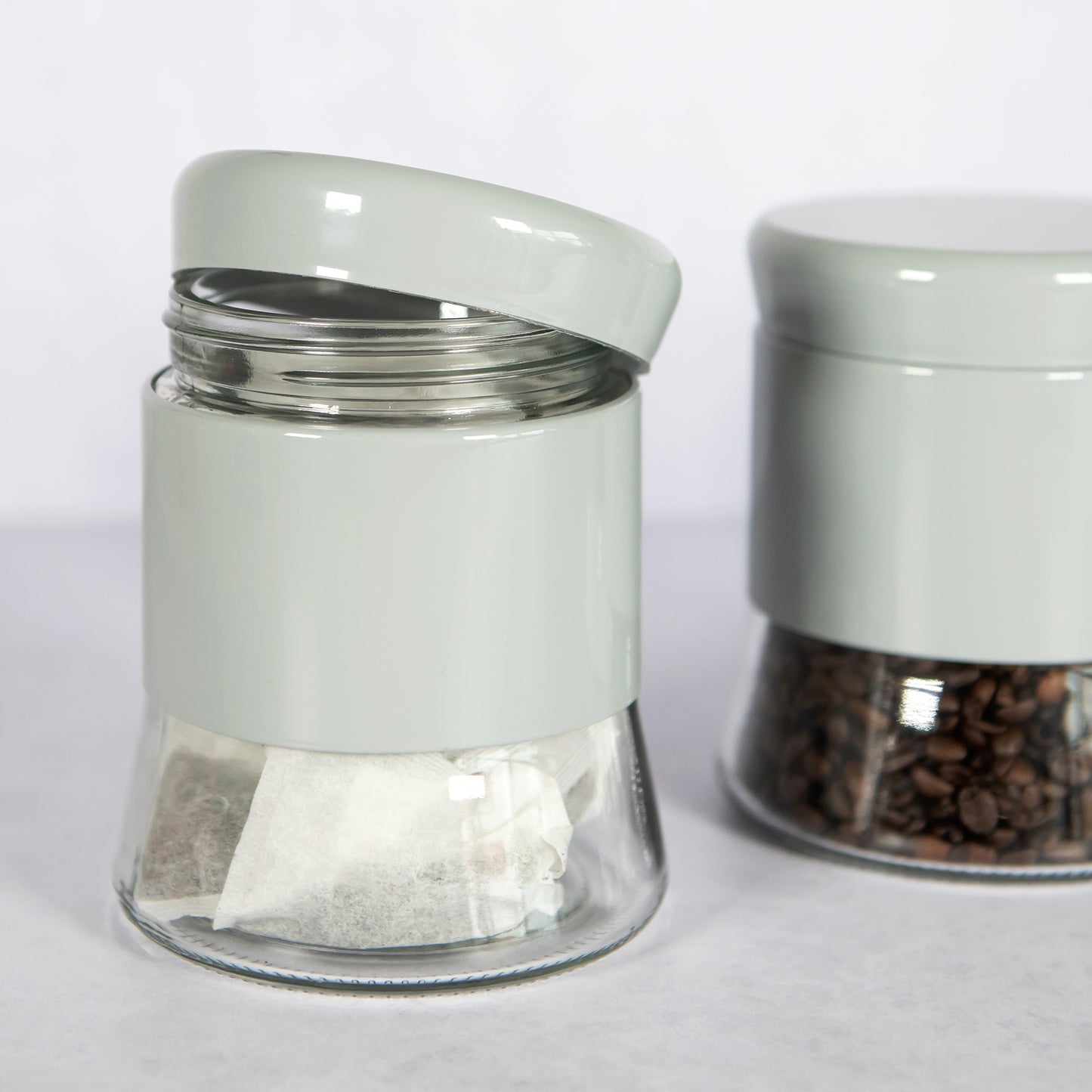 Set of 3 Grey Glass 700ml Storage Canisters Set