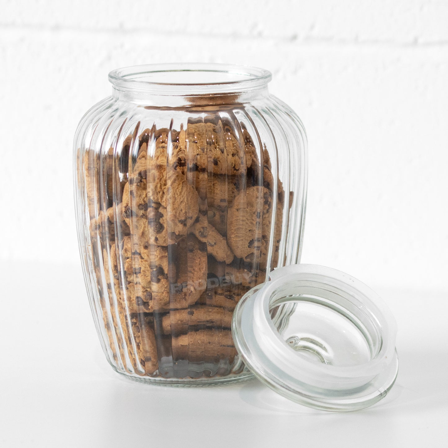 Large 2.3 Litre Ribbed Glass Storage Jar
