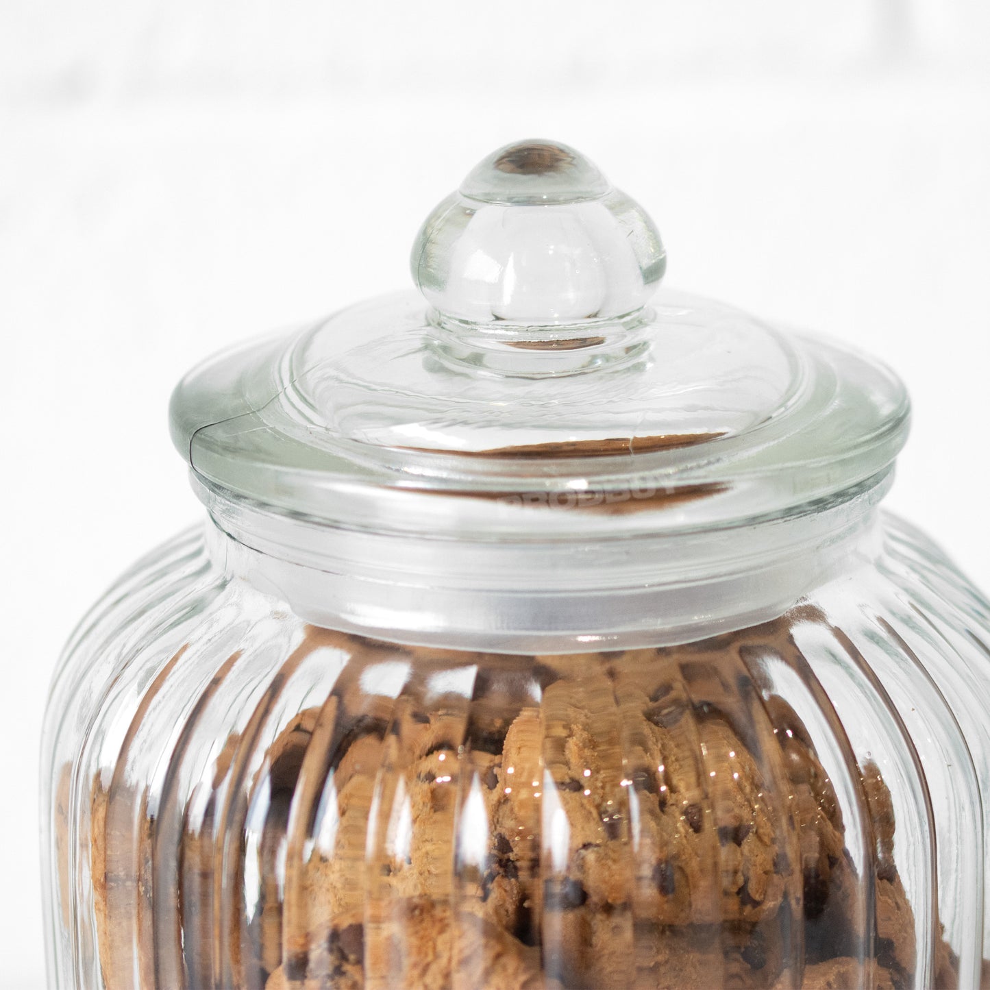 Large 2.3 Litre Ribbed Glass Storage Jar