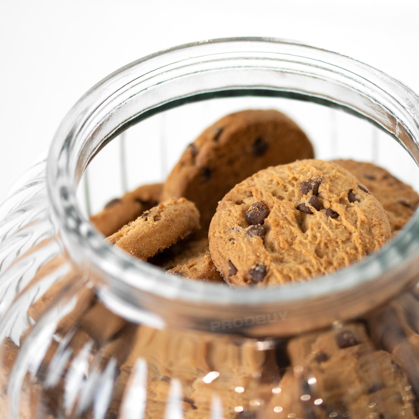Large 2.3 Litre Ribbed Glass Storage Jar
