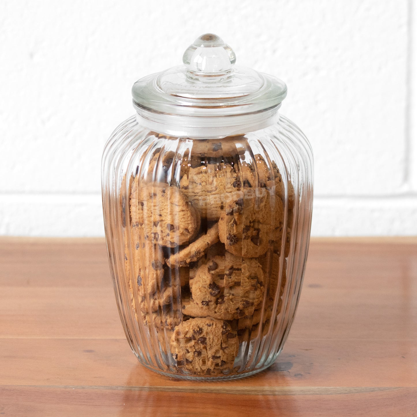 Large 2.3 Litre Ribbed Glass Storage Jar