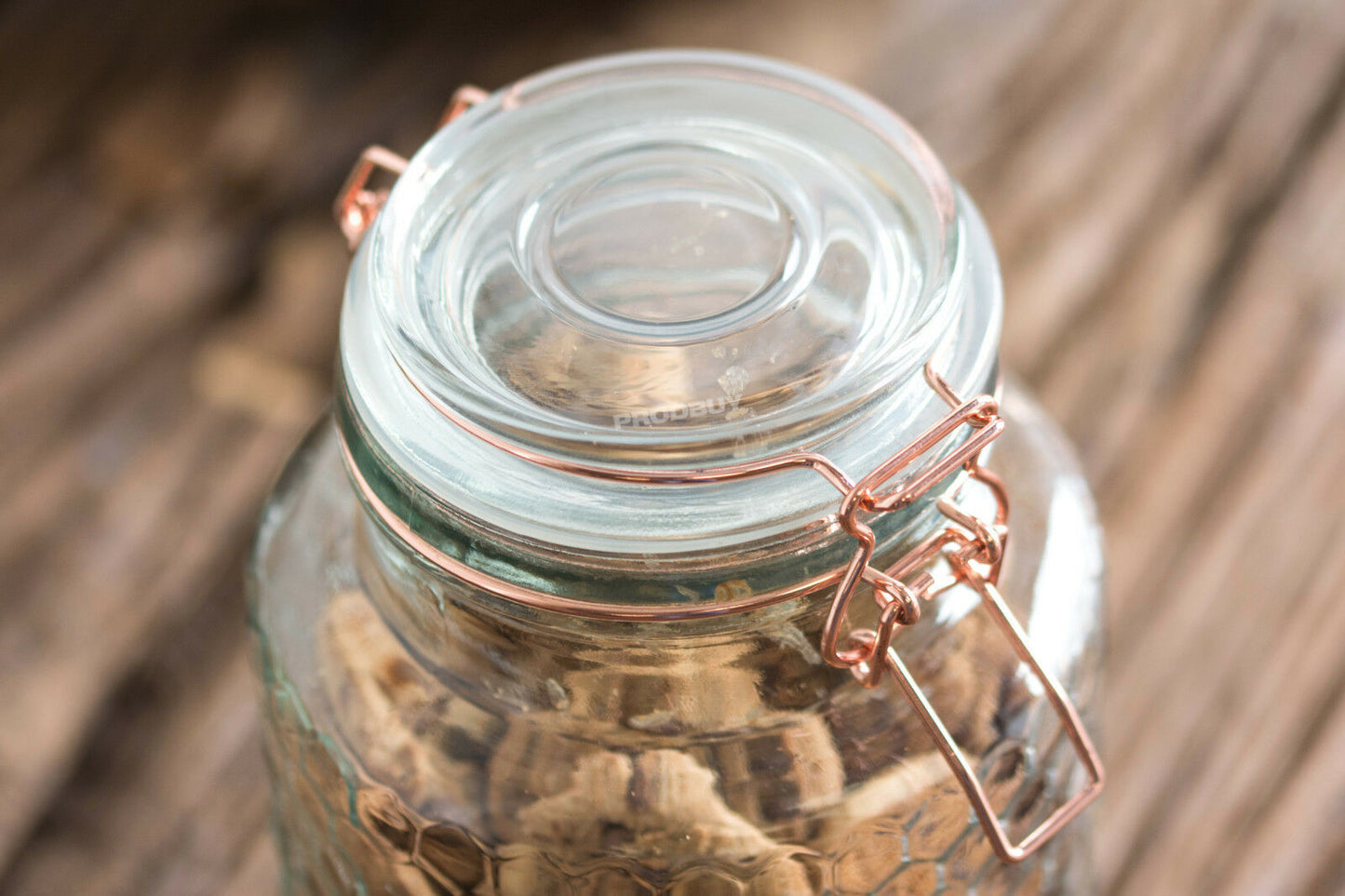 Glass Honeycomb 1.9 Litre Storage Jar with Clip Lid