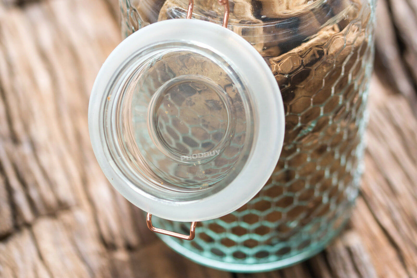 Glass Honeycomb 1.9 Litre Storage Jar with Clip Lid