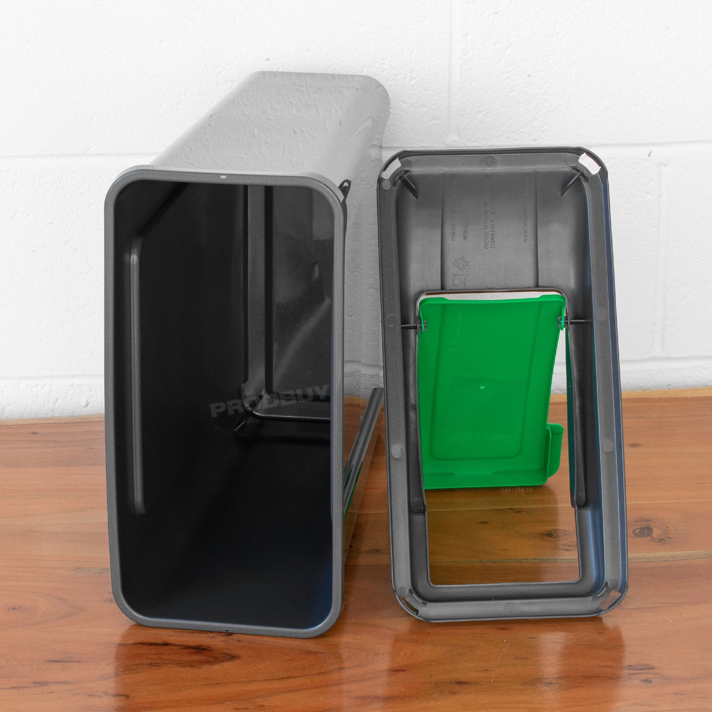 Large 25L Grey & Green Kitchen Recycling Bin