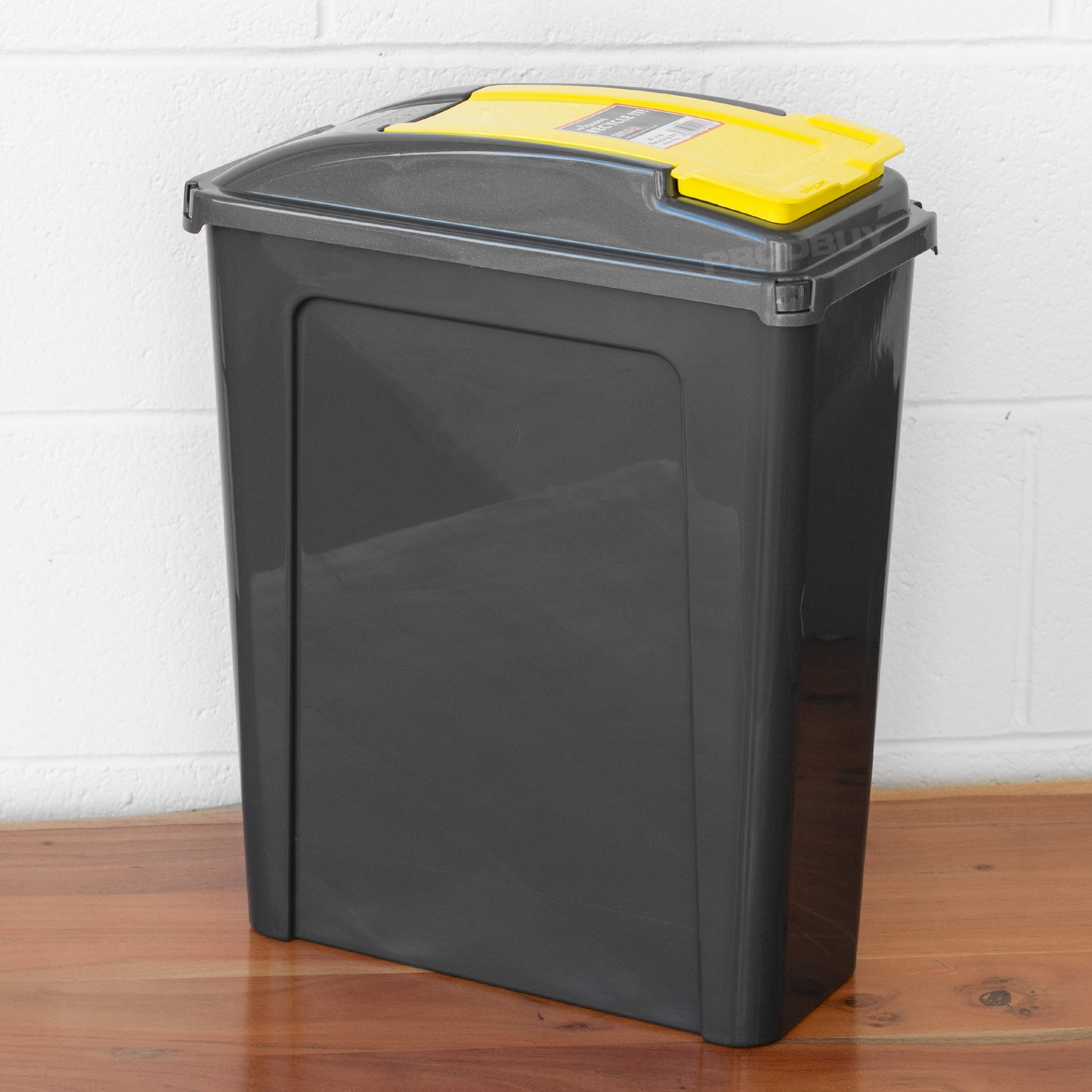 Large 25L Grey & Yellow Kitchen Recycling Bin