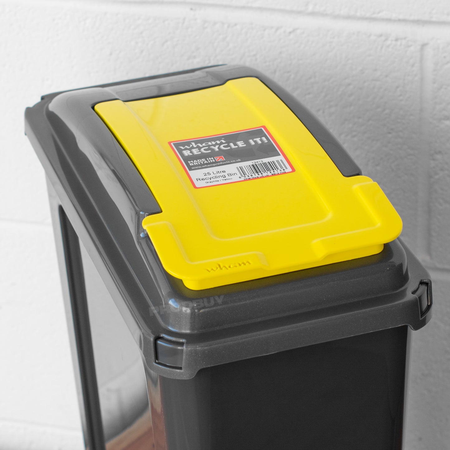 Large 25L Grey & Yellow Kitchen Recycling Bin