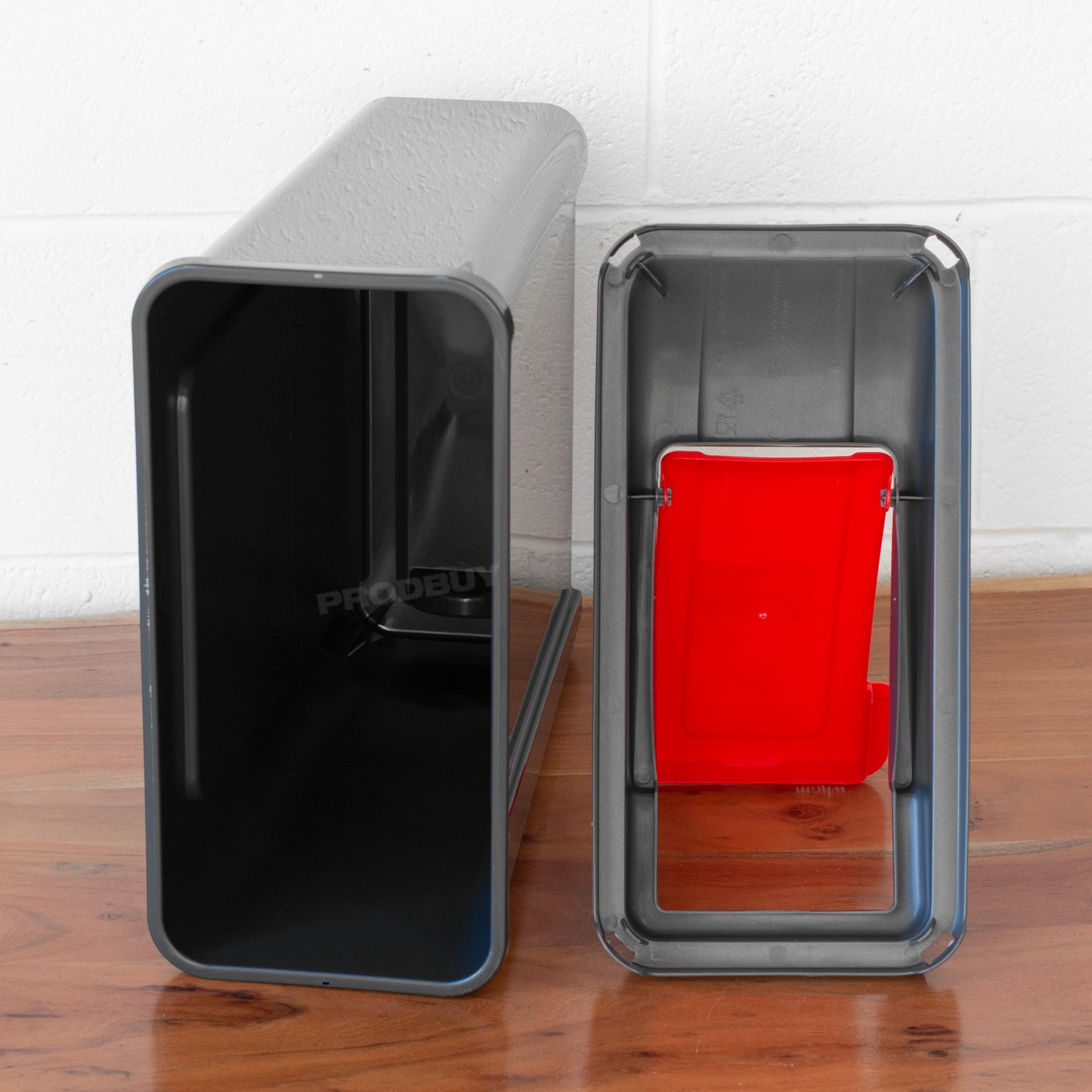 Large 25L Grey & Red Kitchen Recycling Bin