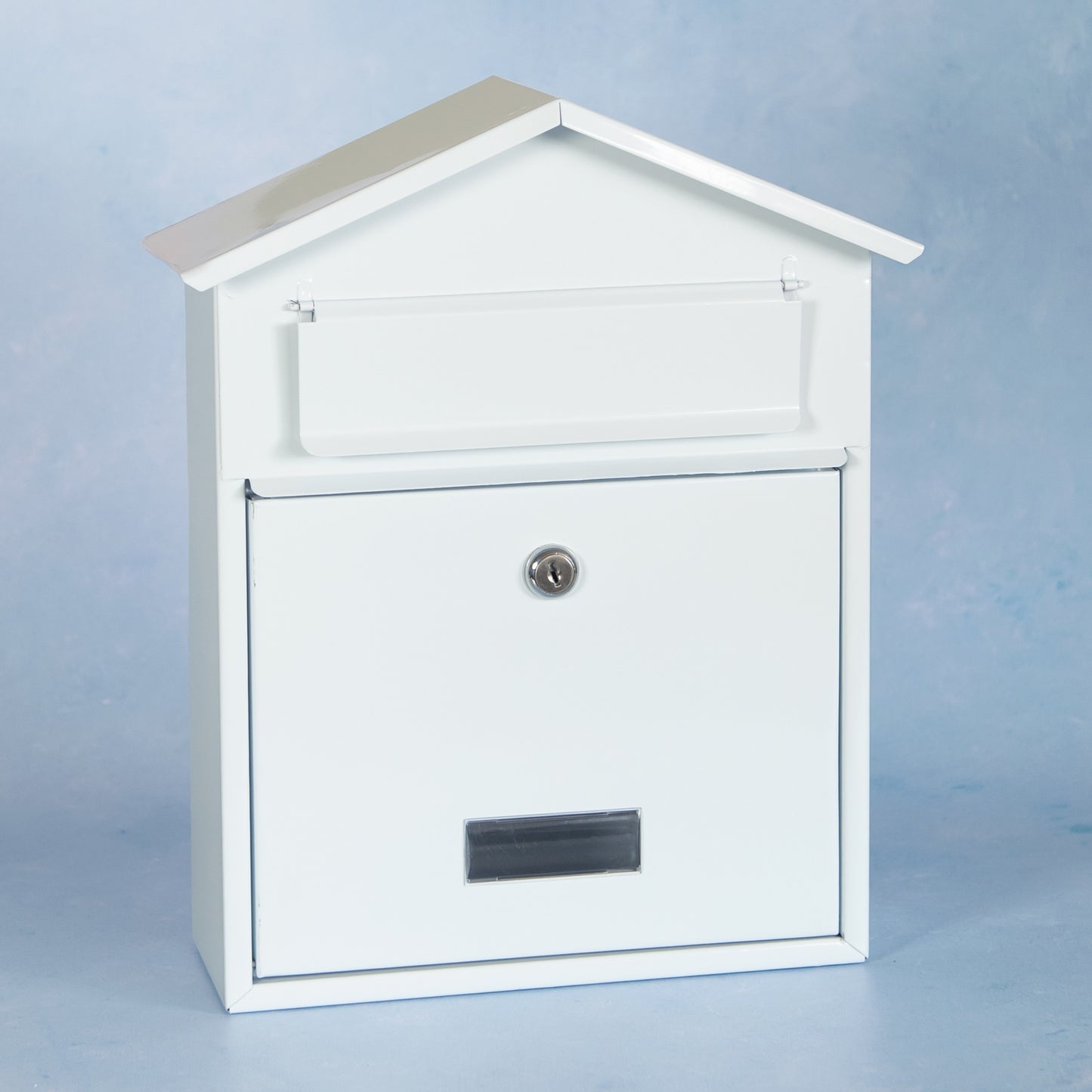 House Shaped White Metal Wall Mounted Letterbox
