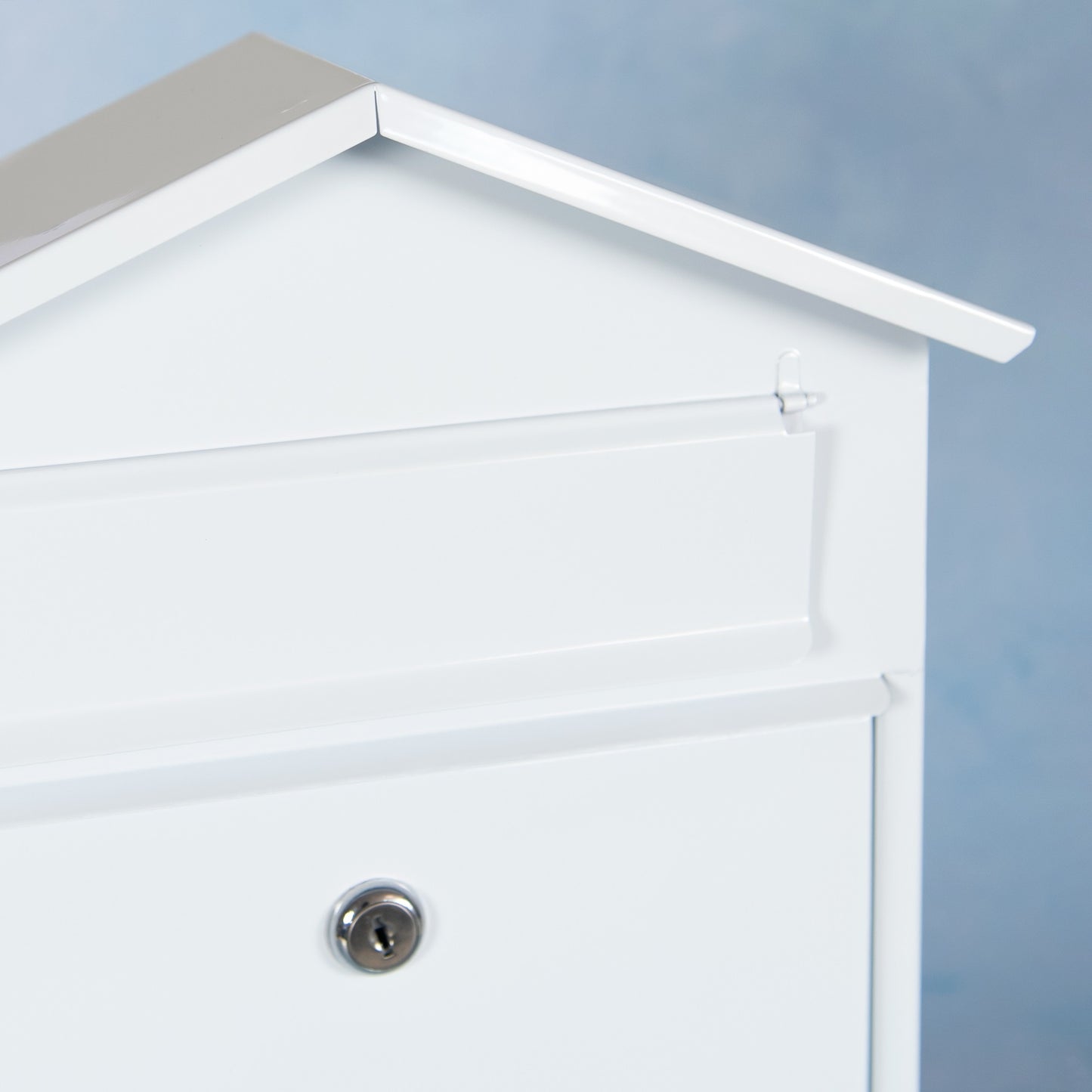 House Shaped White Metal Wall Mounted Letterbox