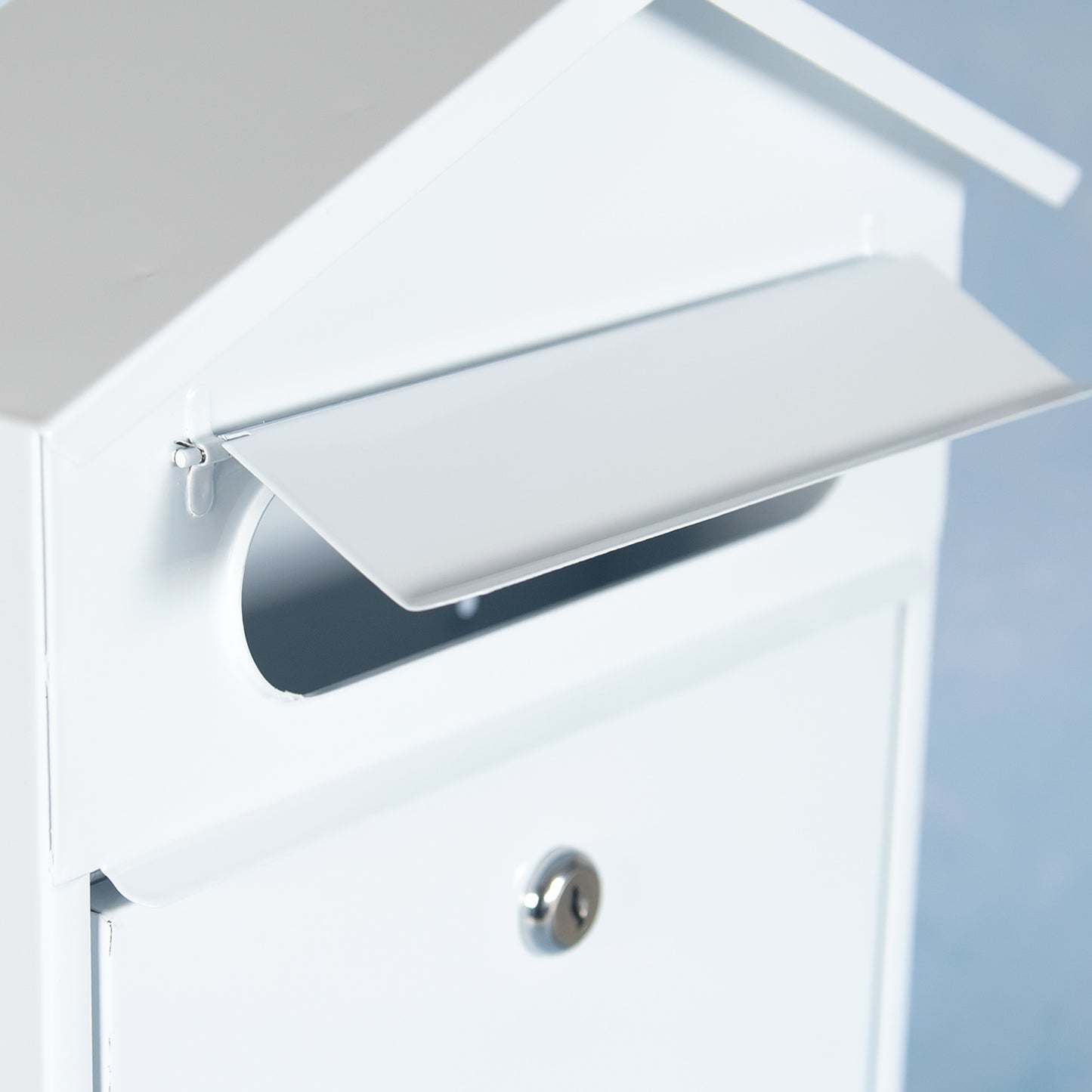 House Shaped White Metal Wall Mounted Letterbox