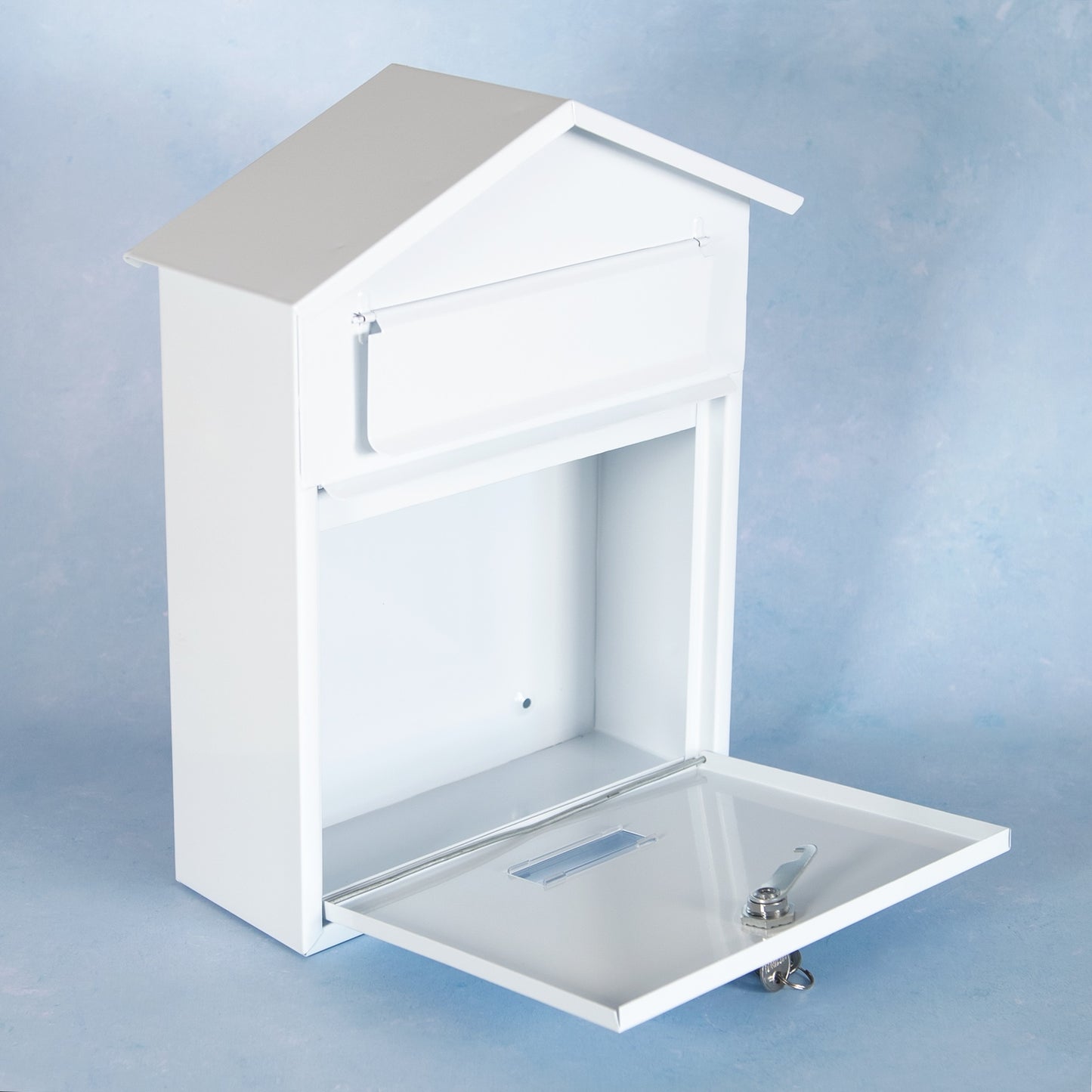 House Shaped White Metal Wall Mounted Letterbox