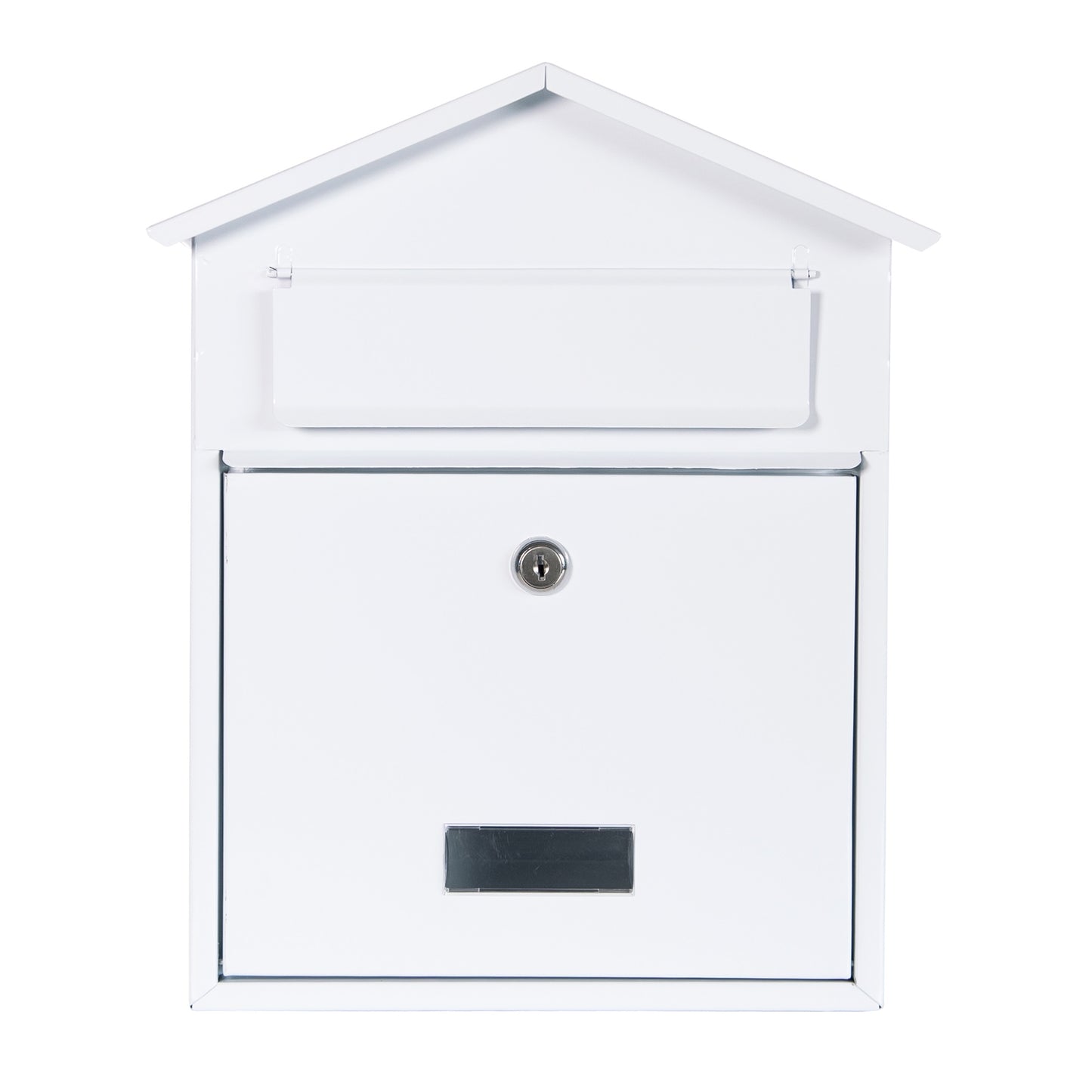 House Shaped White Metal Wall Mounted Letterbox