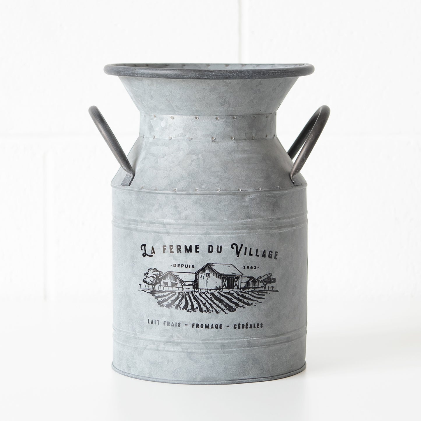 Rustic Metal French 26cm Milk Churn Decorative Vase Plant Pot