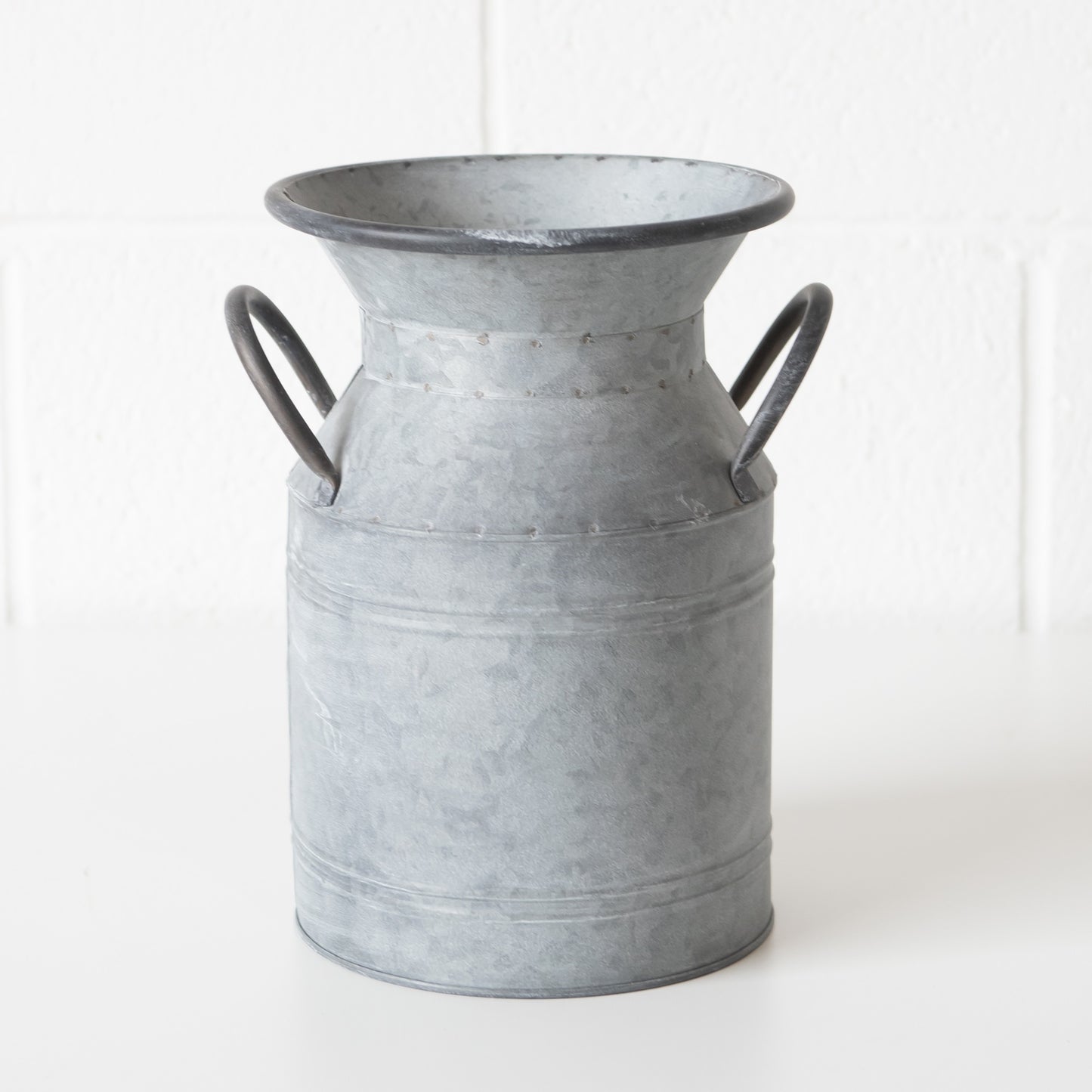 Rustic Metal French 26cm Milk Churn Decorative Vase Plant Pot