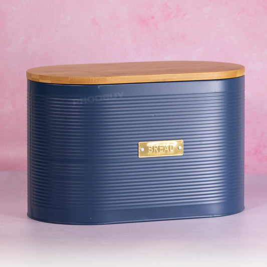 Retro Navy Blue Metal 'Bread' Storage Bin
