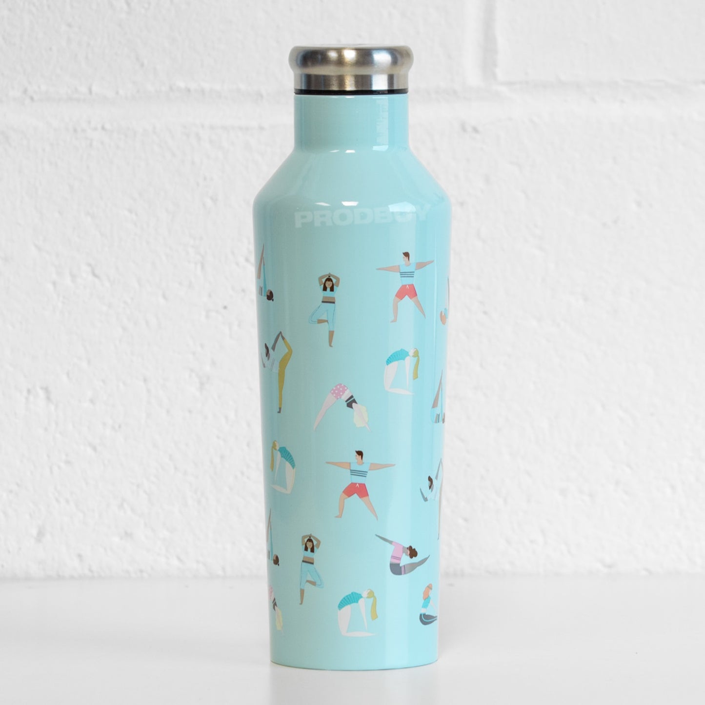 Light Blue Yoga Poses Double Wall Coffee Travel Flask