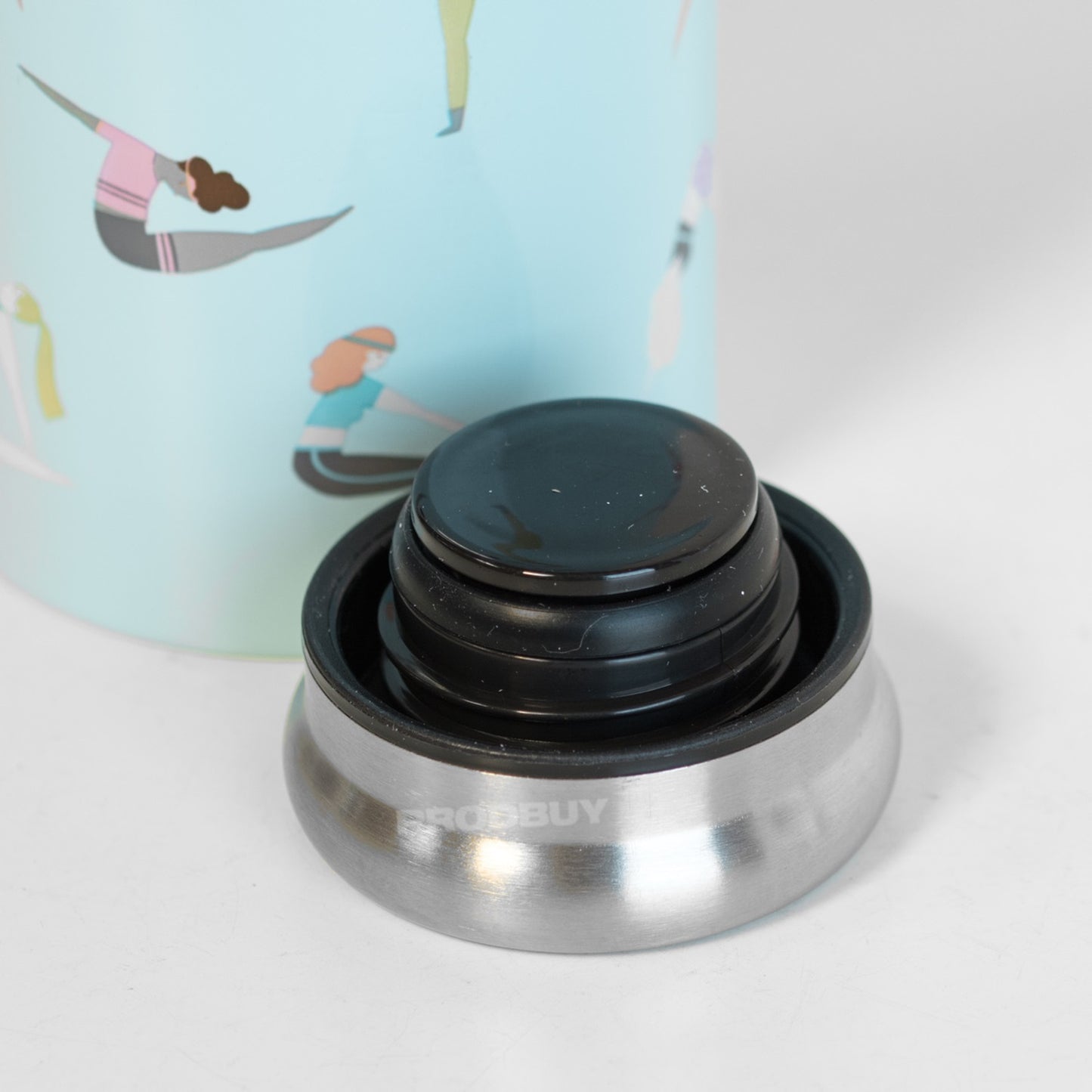 Light Blue Yoga Poses Double Wall Coffee Travel Flask