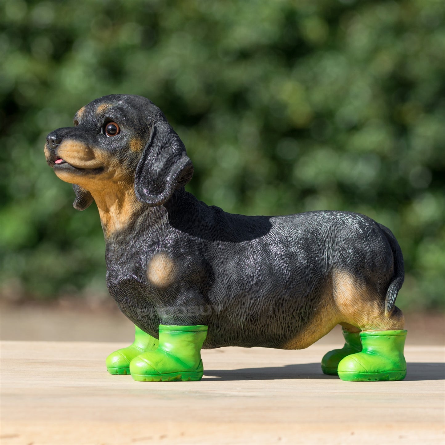 Dachshund Dog In Green Boots Resin Ornament