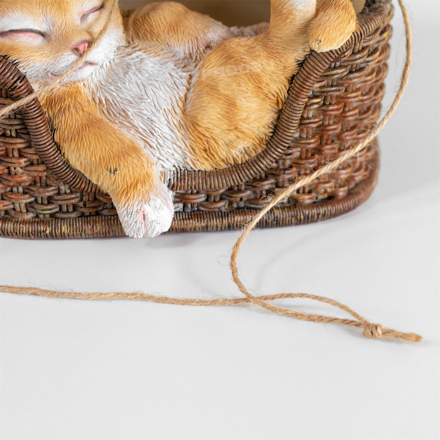 Hanging Ginger Cat In Basket Resin Garden Ornament