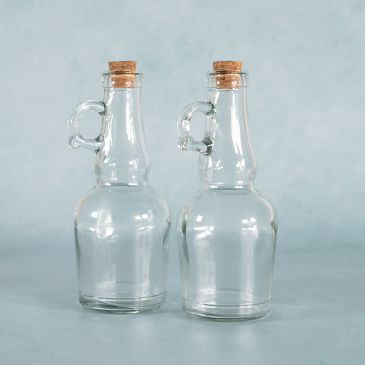 250ml Glass Oil & Vinegar Bottle Set with Cork Stoppers