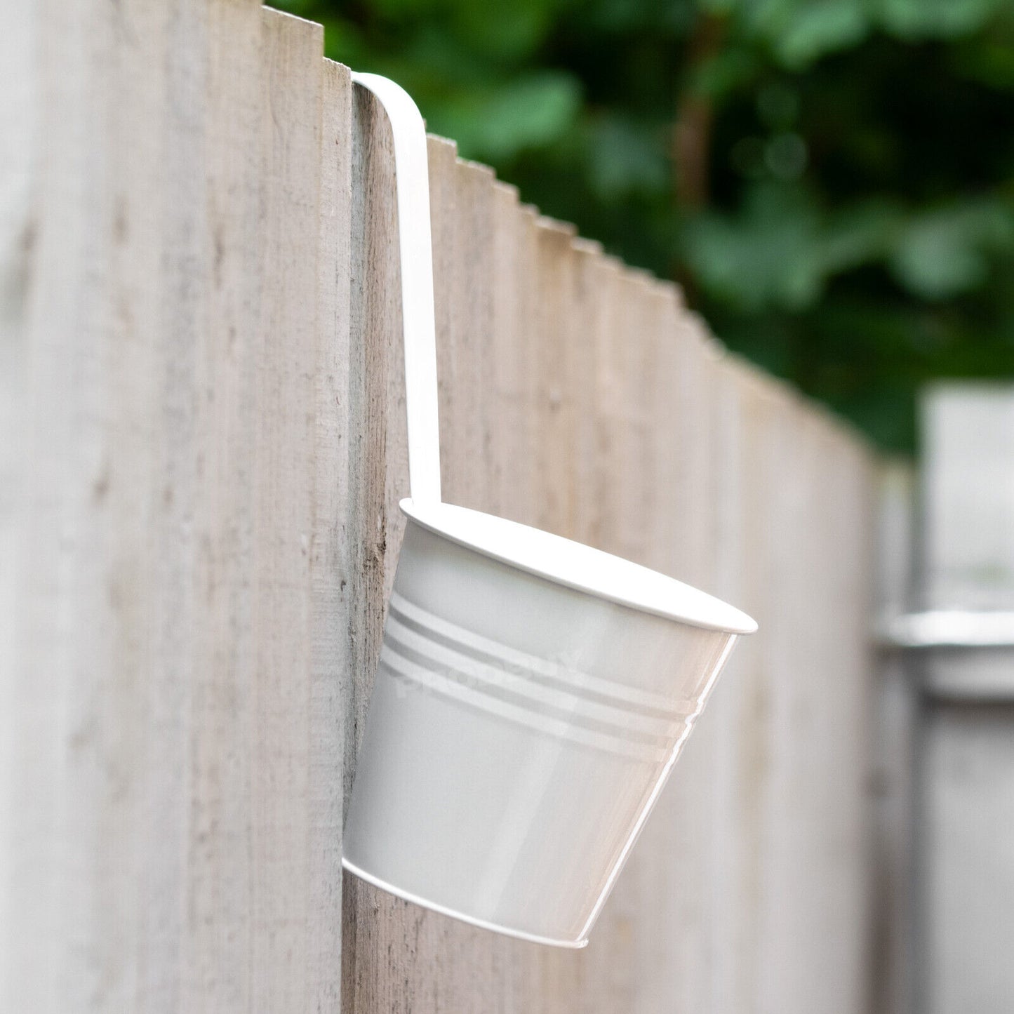 Hanging White Metal Garden Plant Pots