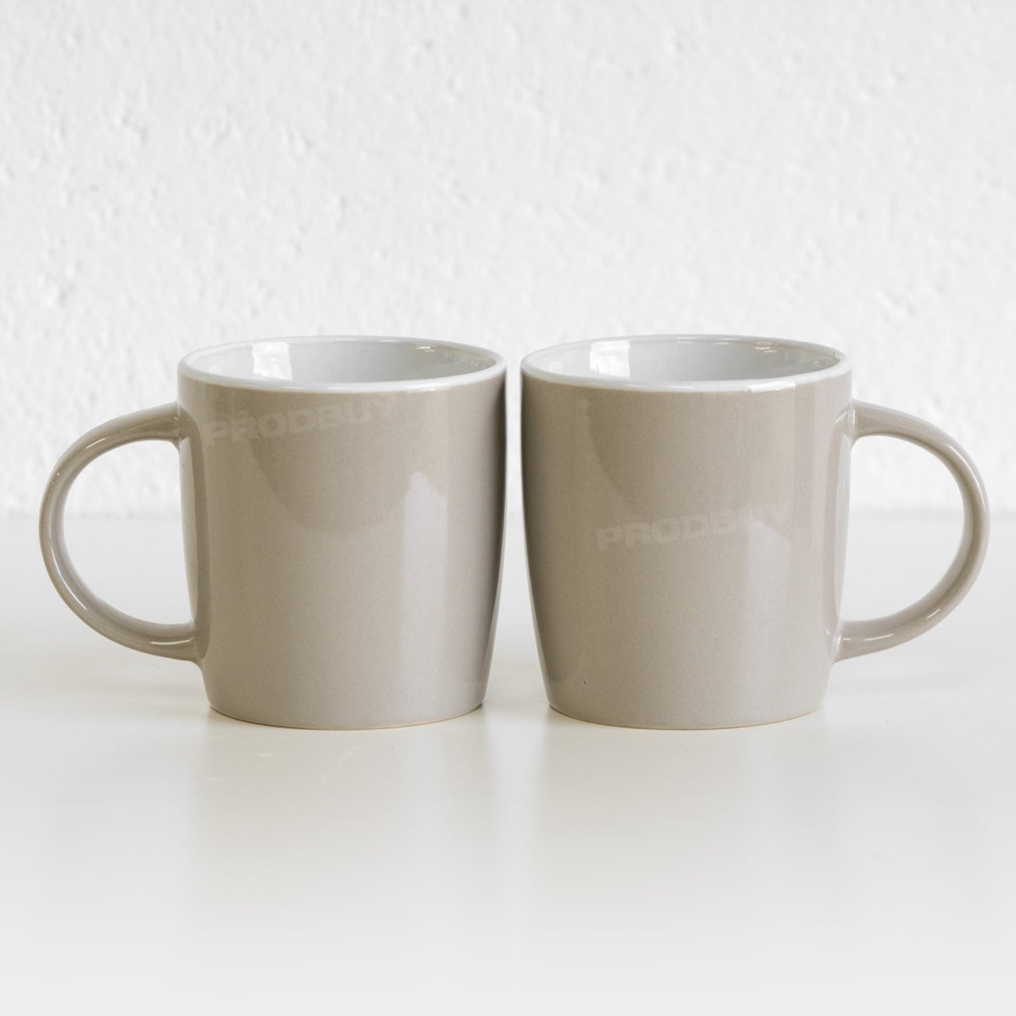 Set of 2 Beige Putty Stoneware Coffee Mugs