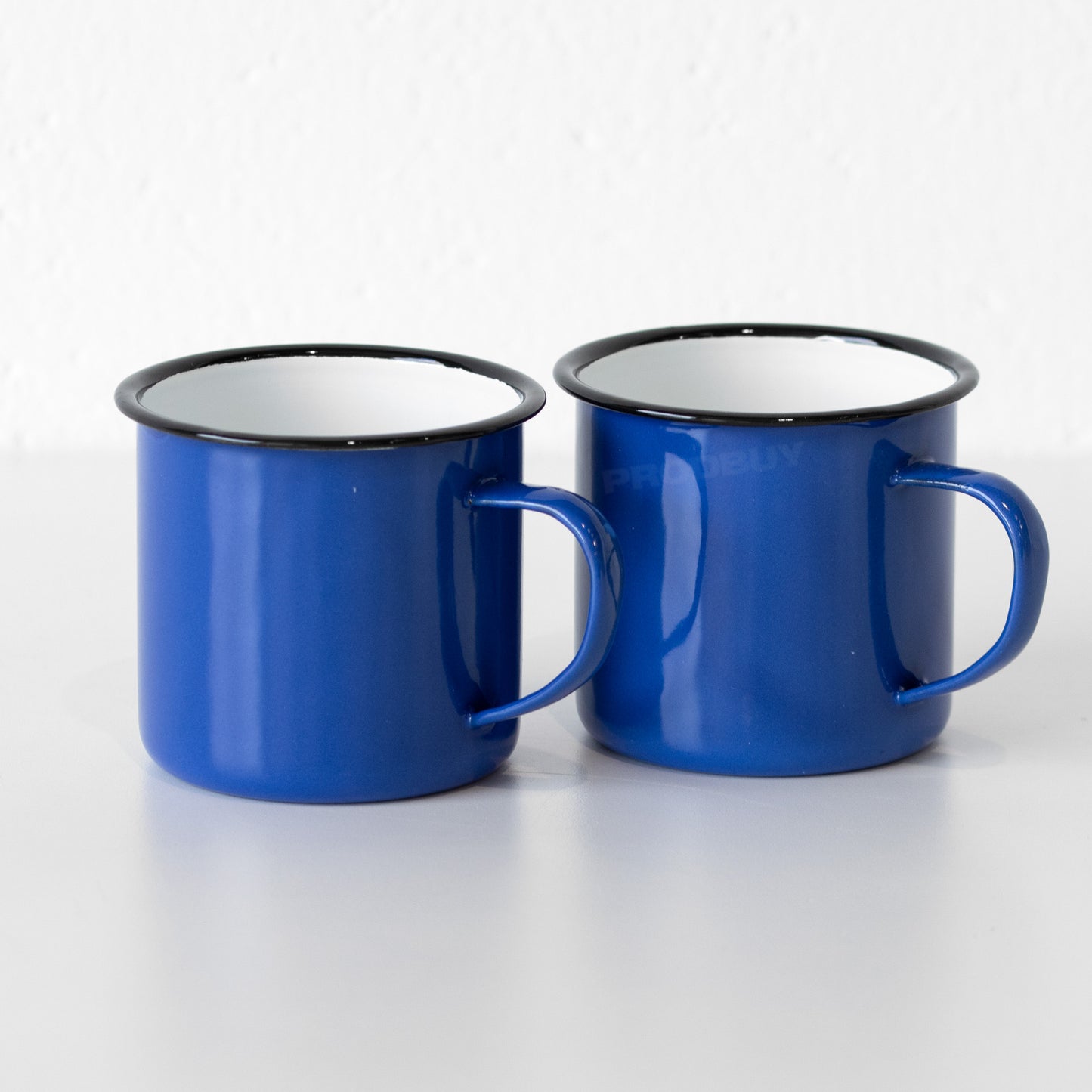 Set of 4 Blue Enamel Mugs 360ml Retro Camping Cups