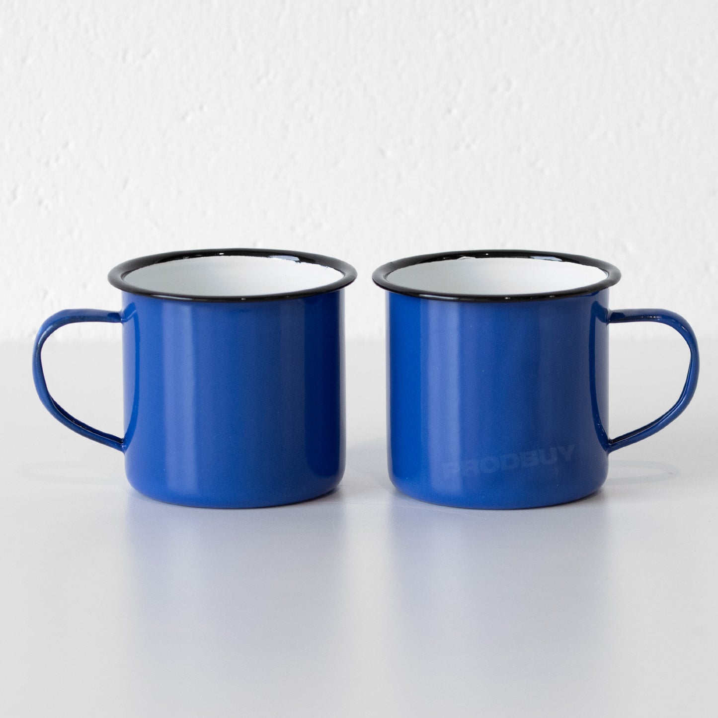 Set of 4 Blue Enamel Mugs 360ml Retro Camping Cups