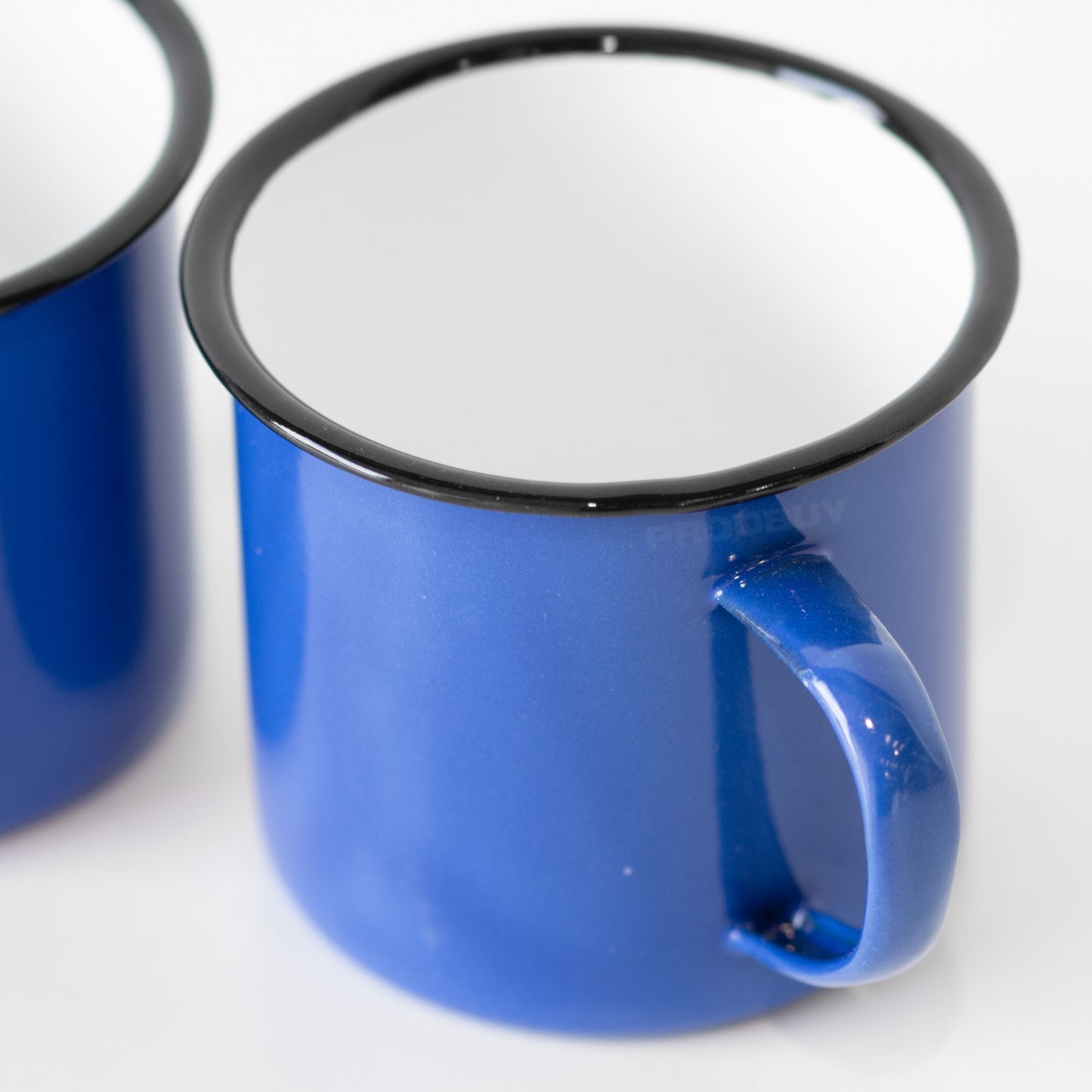 Set of 4 Blue Enamel Mugs 360ml Retro Camping Cups