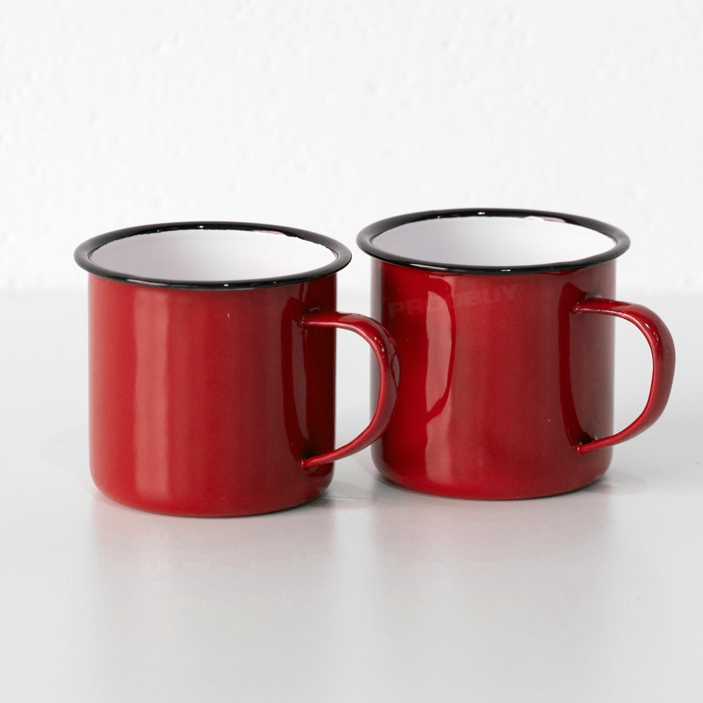 Set of 4 Red Enamel Mugs 360ml Retro Camping Cups
