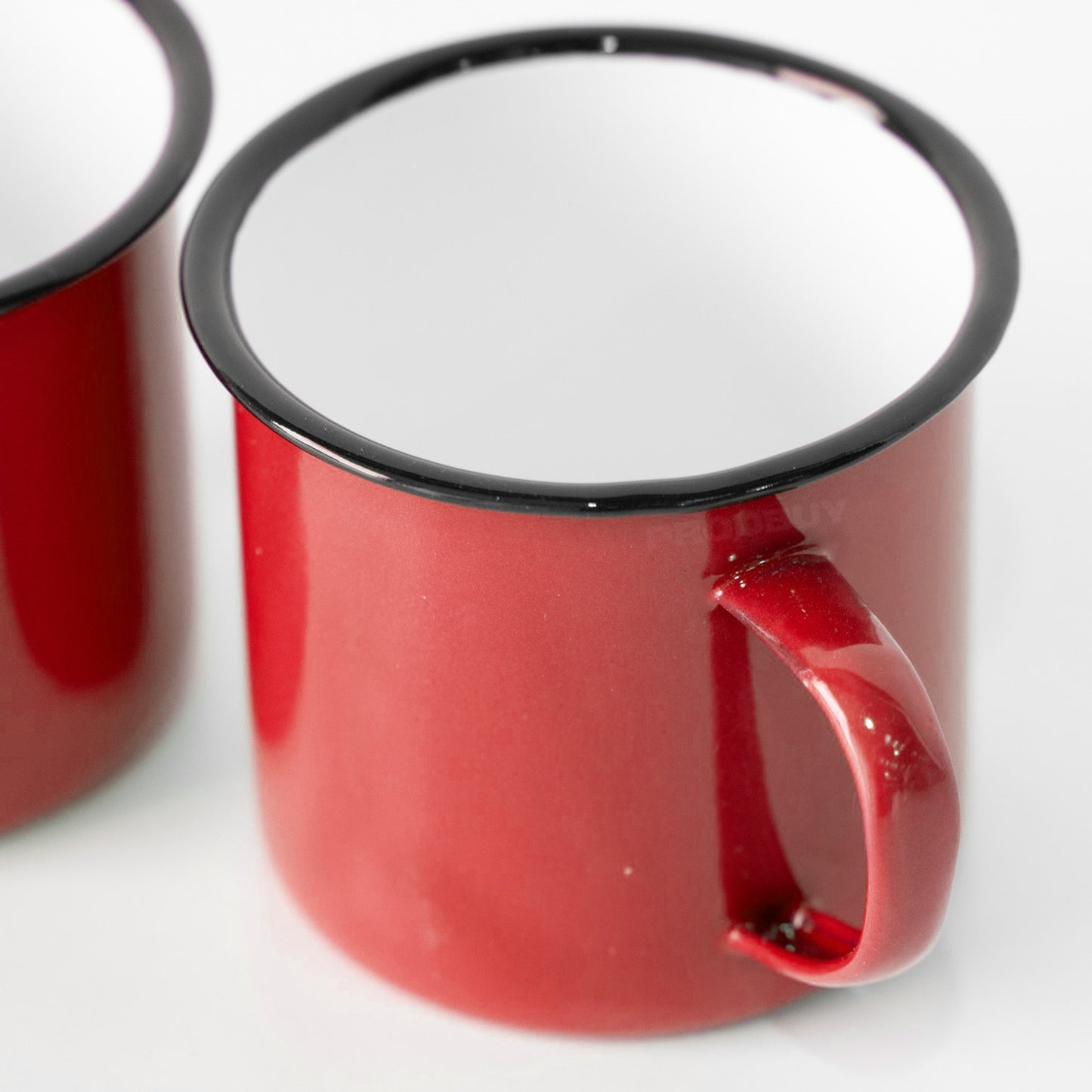 Set of 4 Red Enamel Mugs 360ml Retro Camping Cups