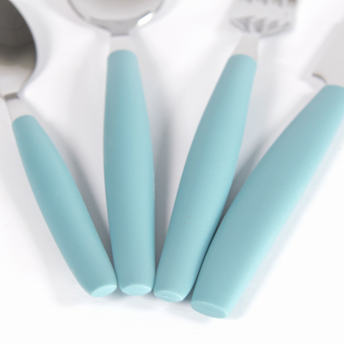 24 Piece 6 Person Stainless Steel Cutlery Set with Teal Plastic Handles