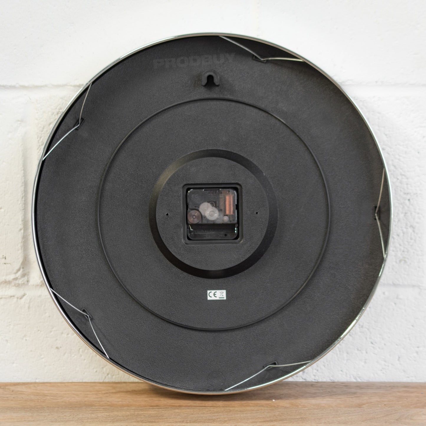 Large Silver & Black 40cm Round Wall Clock