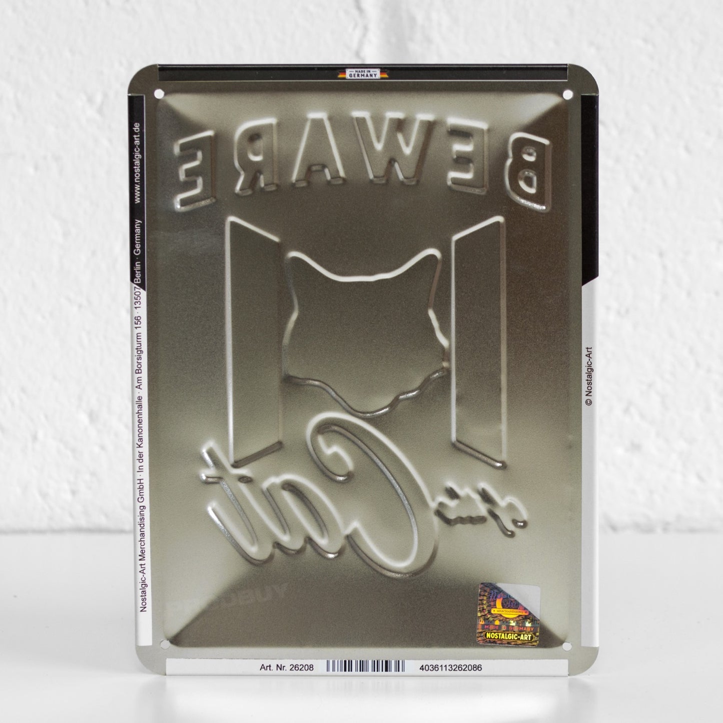 Beware Of The Cat 20cm Metal Tin Sign Hanging Wall Art Plaque
