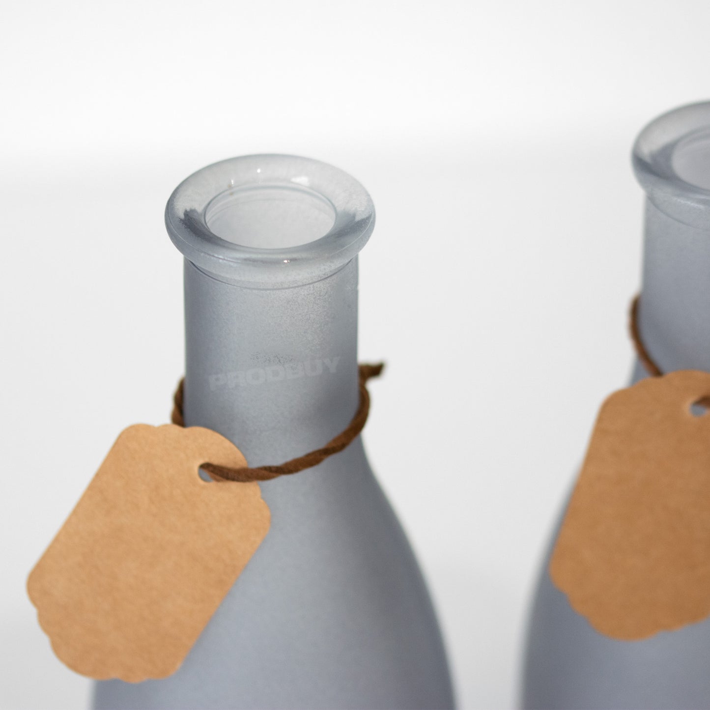 Set of 3 Small Grey Frosted Glass Bud Vases