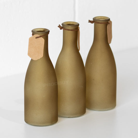 Set of 3 Small Gold Frosted Glass Bud Vases