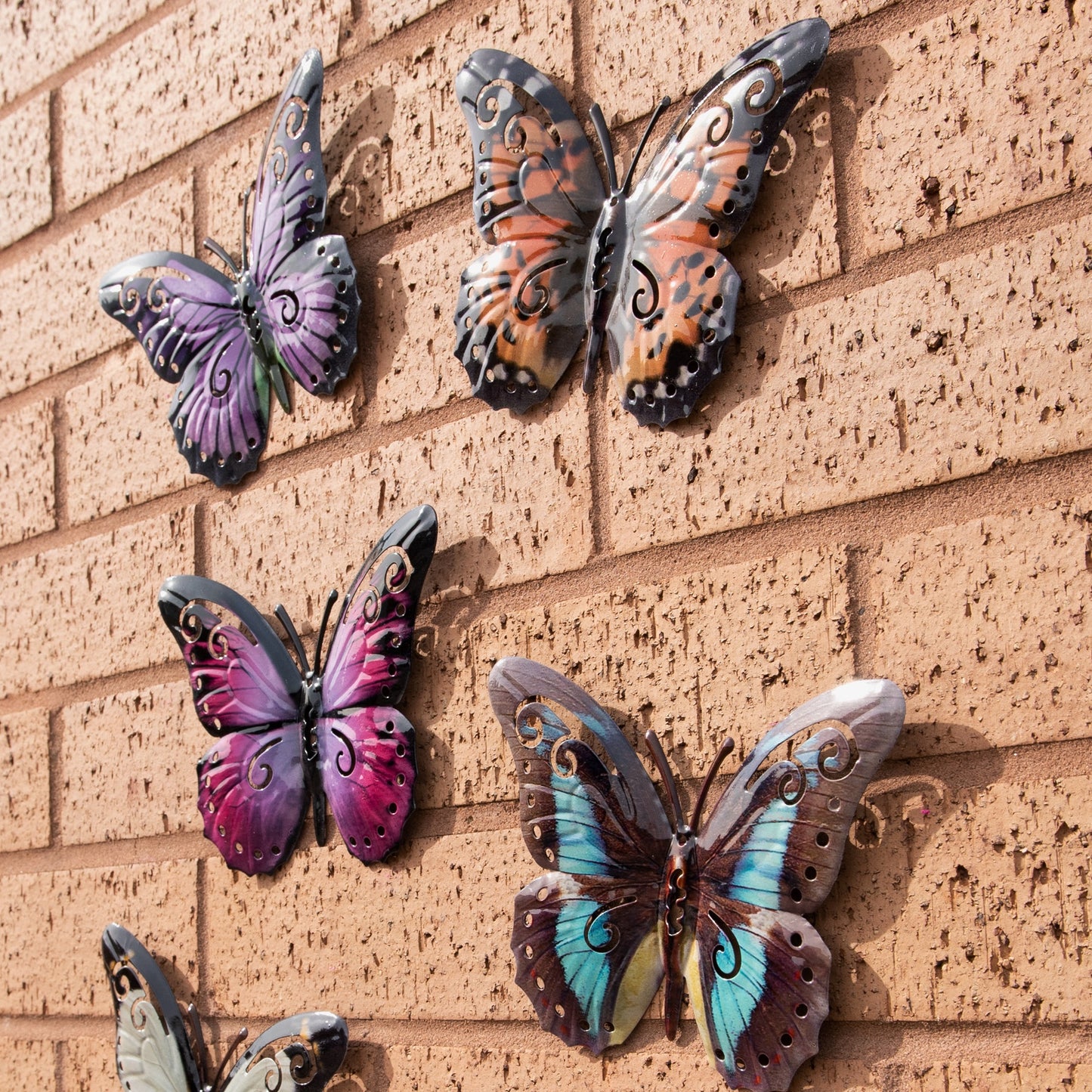 Set of 6 Butterfly Metal Garden Wall Art Fence Ornaments