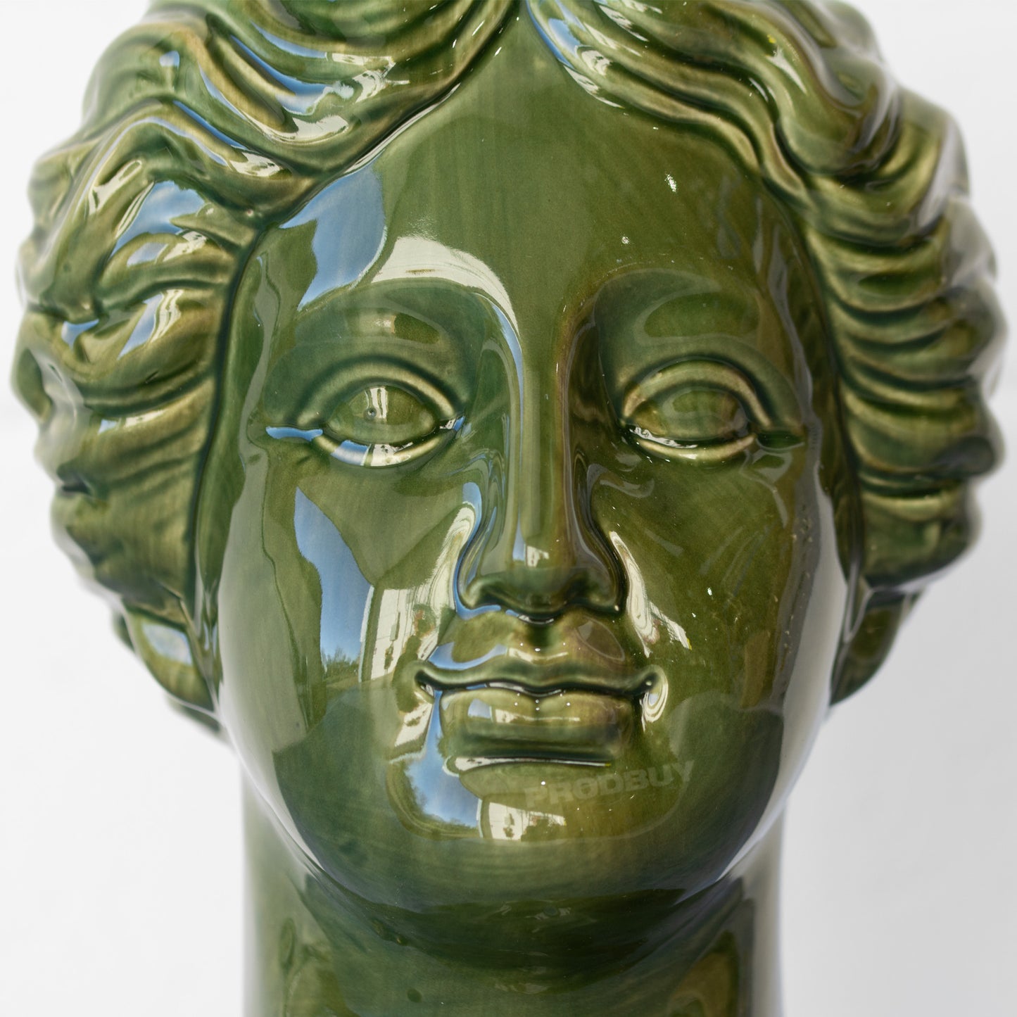 Green 25cm Ceramic Female Head Ornament