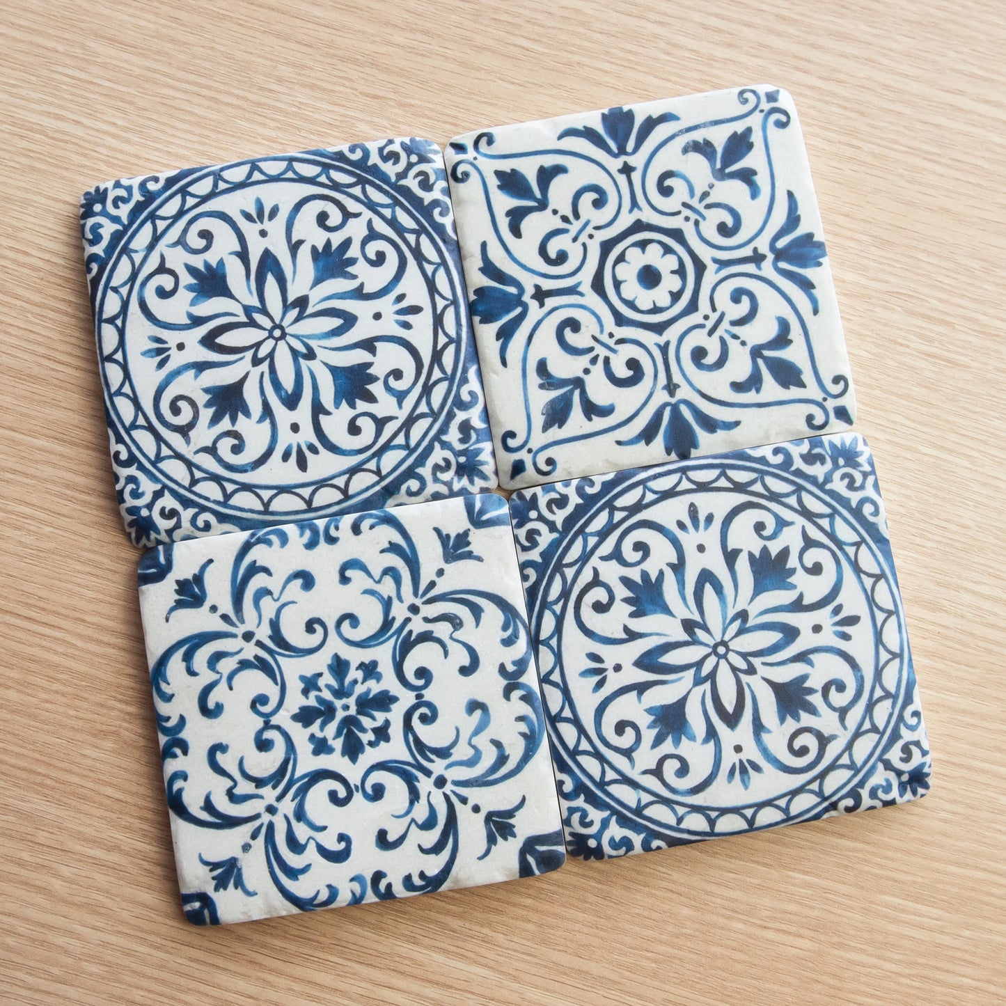 Pack of 4 Blue Mosaic Tile Ceramic Coasters