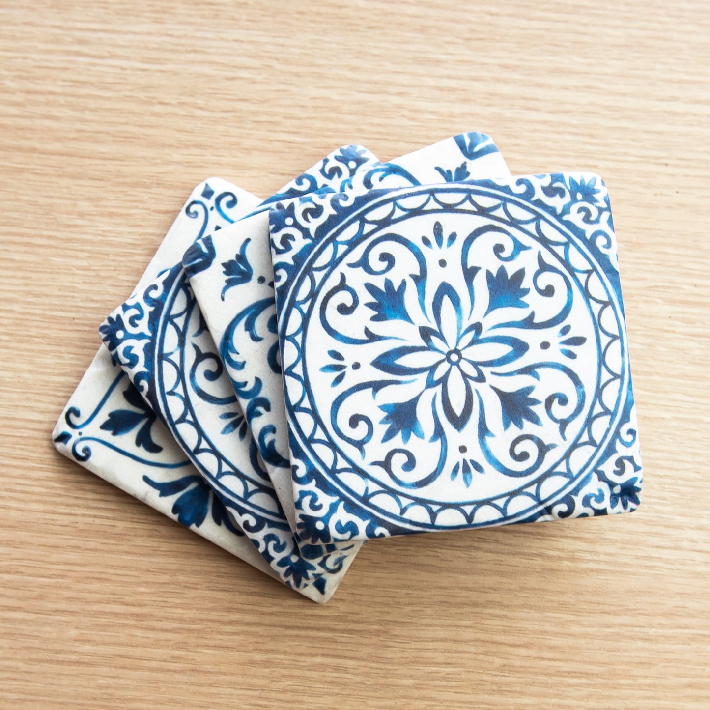 Pack of 4 Blue Mosaic Tile Ceramic Coasters